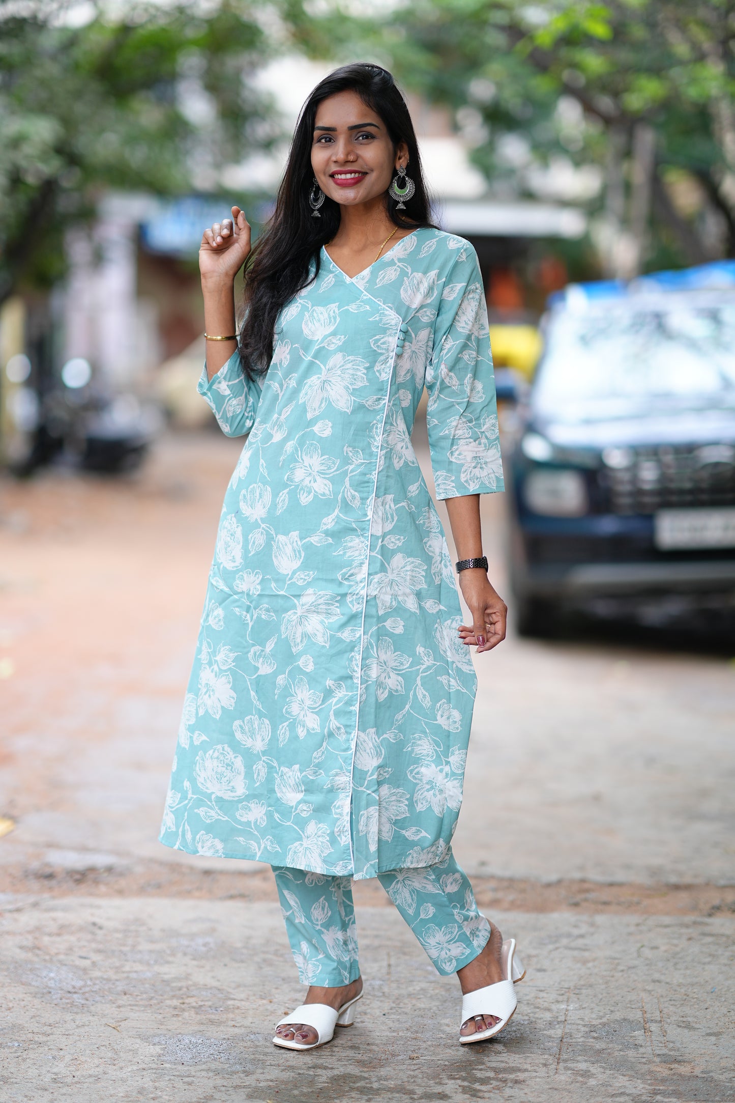 Light Green Jaipur Cotton Office Wear Cordset