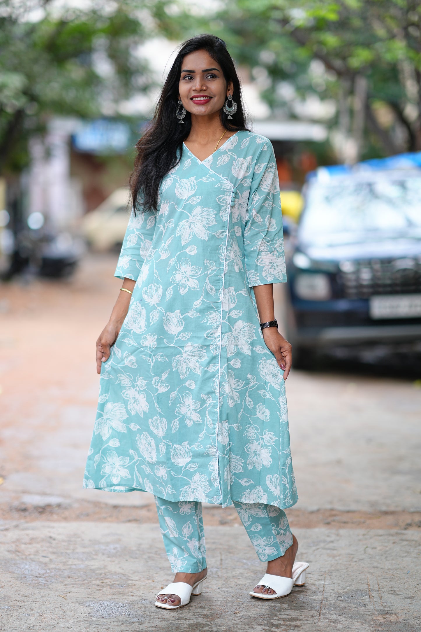 Light Green Jaipur Cotton Office Wear Cordset