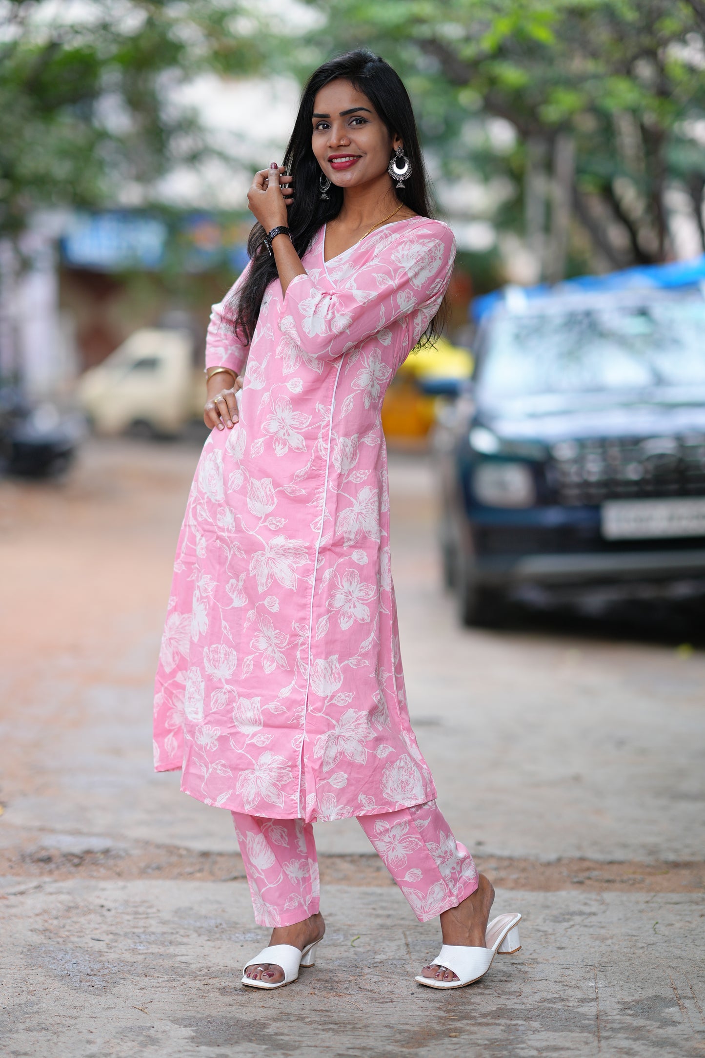 Pink Color Jaipur Cotton Office Wear Cordset