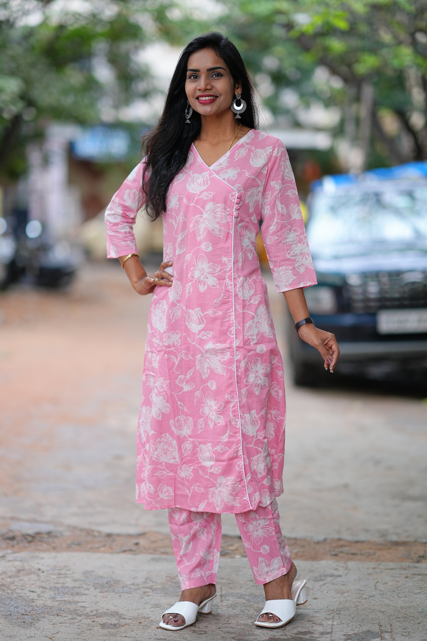 Pink Color Jaipur Cotton Office Wear Cordset