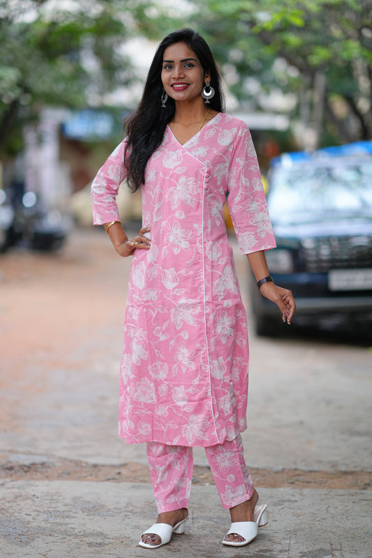 Pink Color Jaipur Cotton Office Wear Cordset