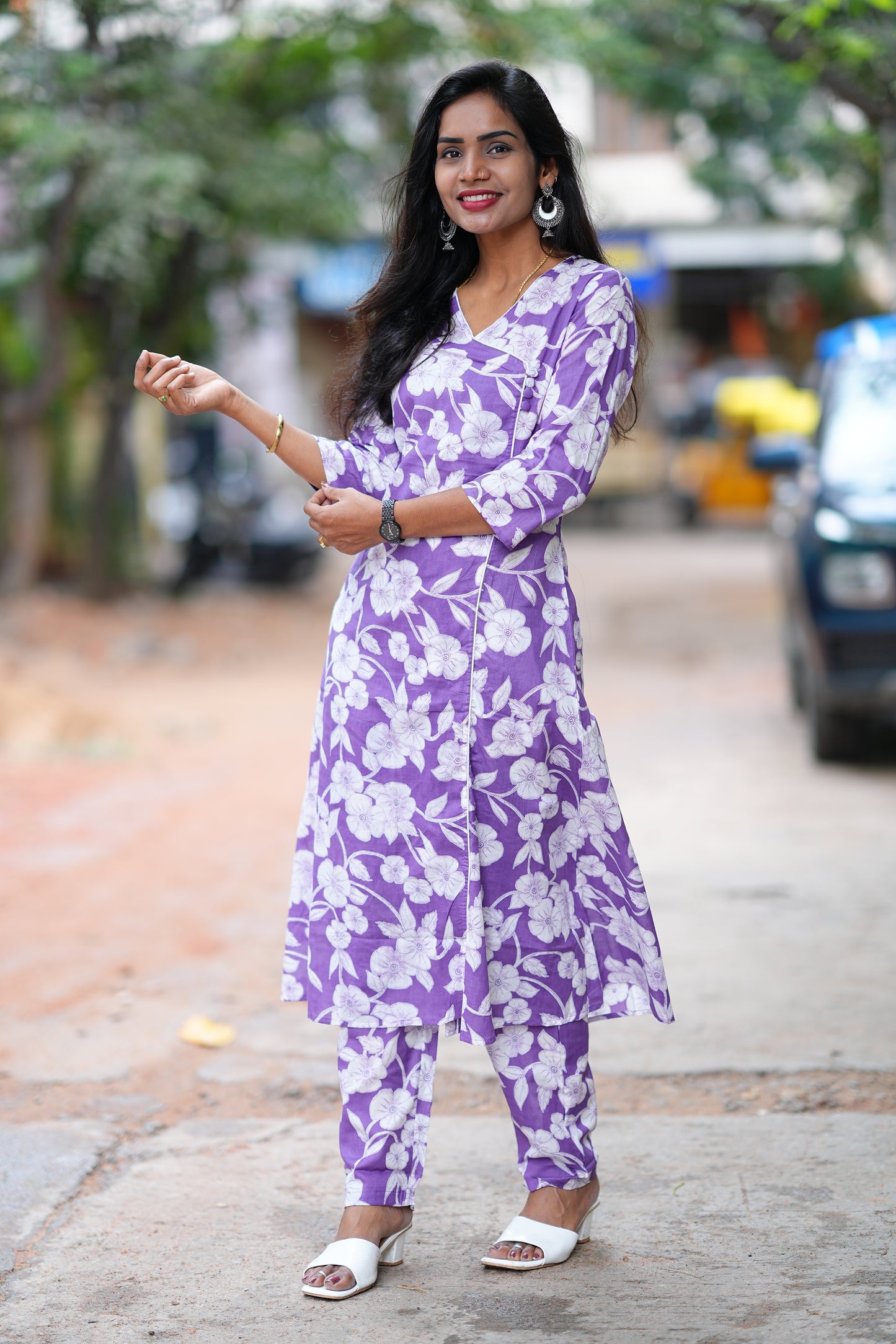 Puuple Color Jaipur Cotton Office Wear Cordset