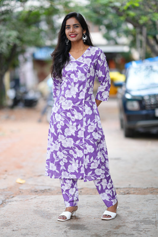 Puuple Color Jaipur Cotton Office Wear Cordset