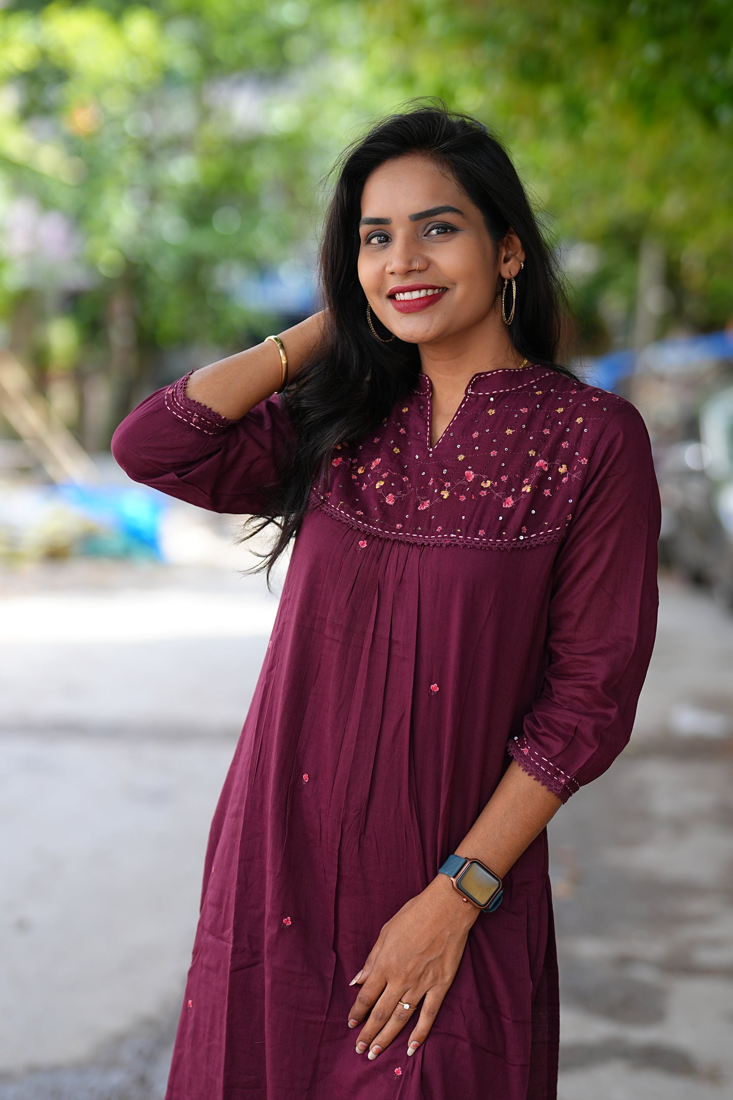 Maroon Color Mul Mul Cord Set With Complete Lining