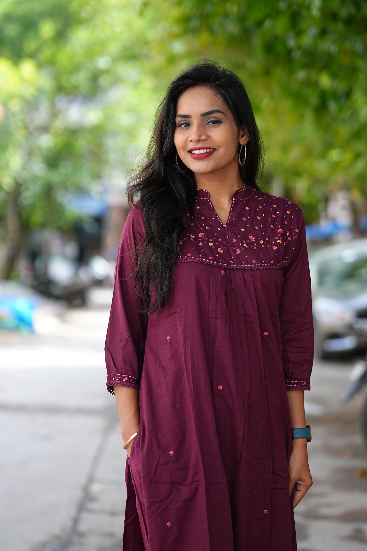 Maroon Color Mul Mul Cord Set With Complete Lining