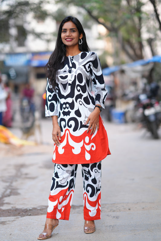 Zebra Style Jaipur Cotton Office Wear Cordset