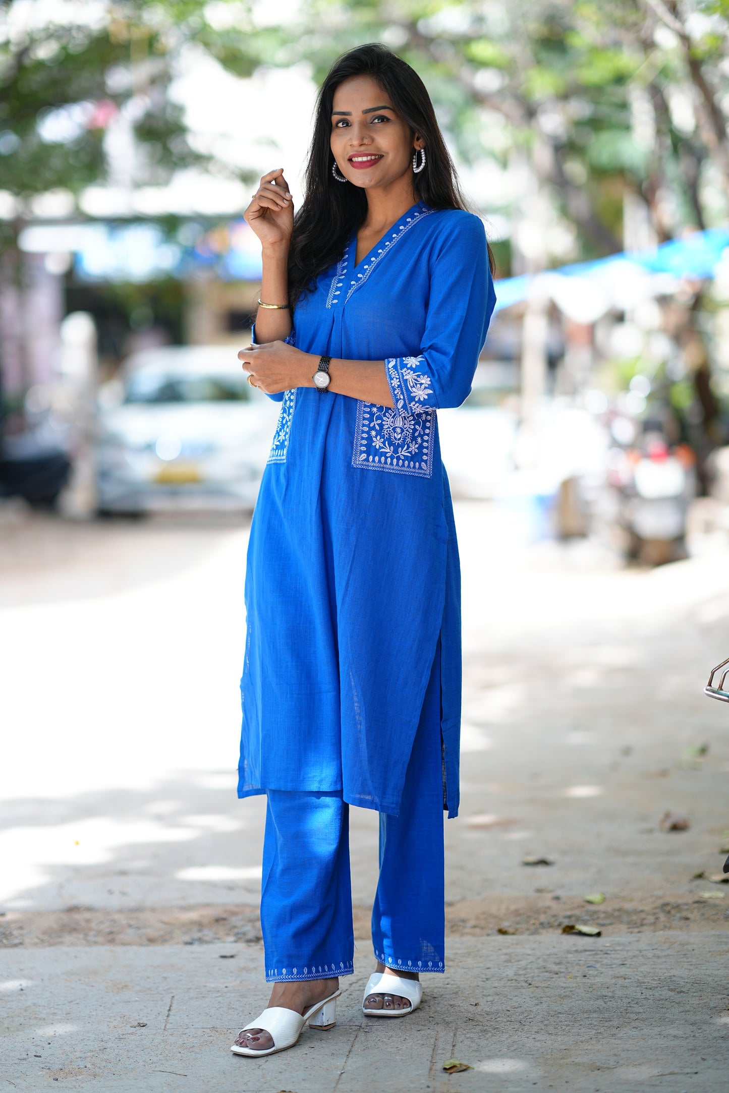 Blue Color Cordset With Dual Pockets