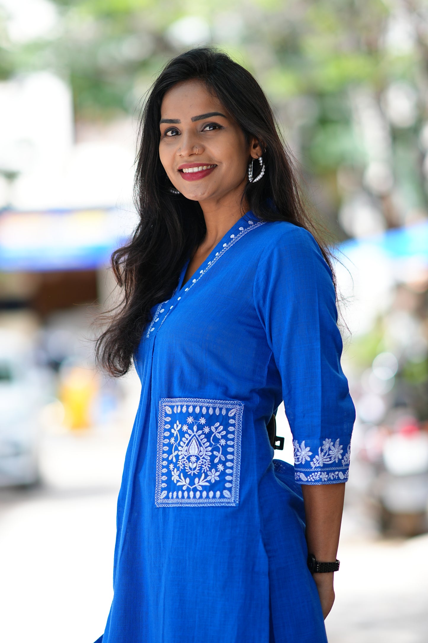 Blue Color Cordset With Dual Pockets