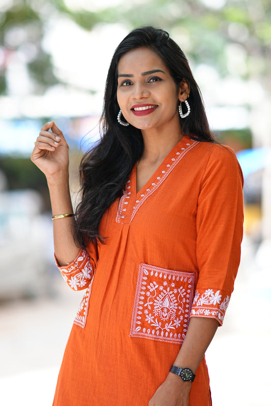 Orange Color Cordset With Dual Pockets