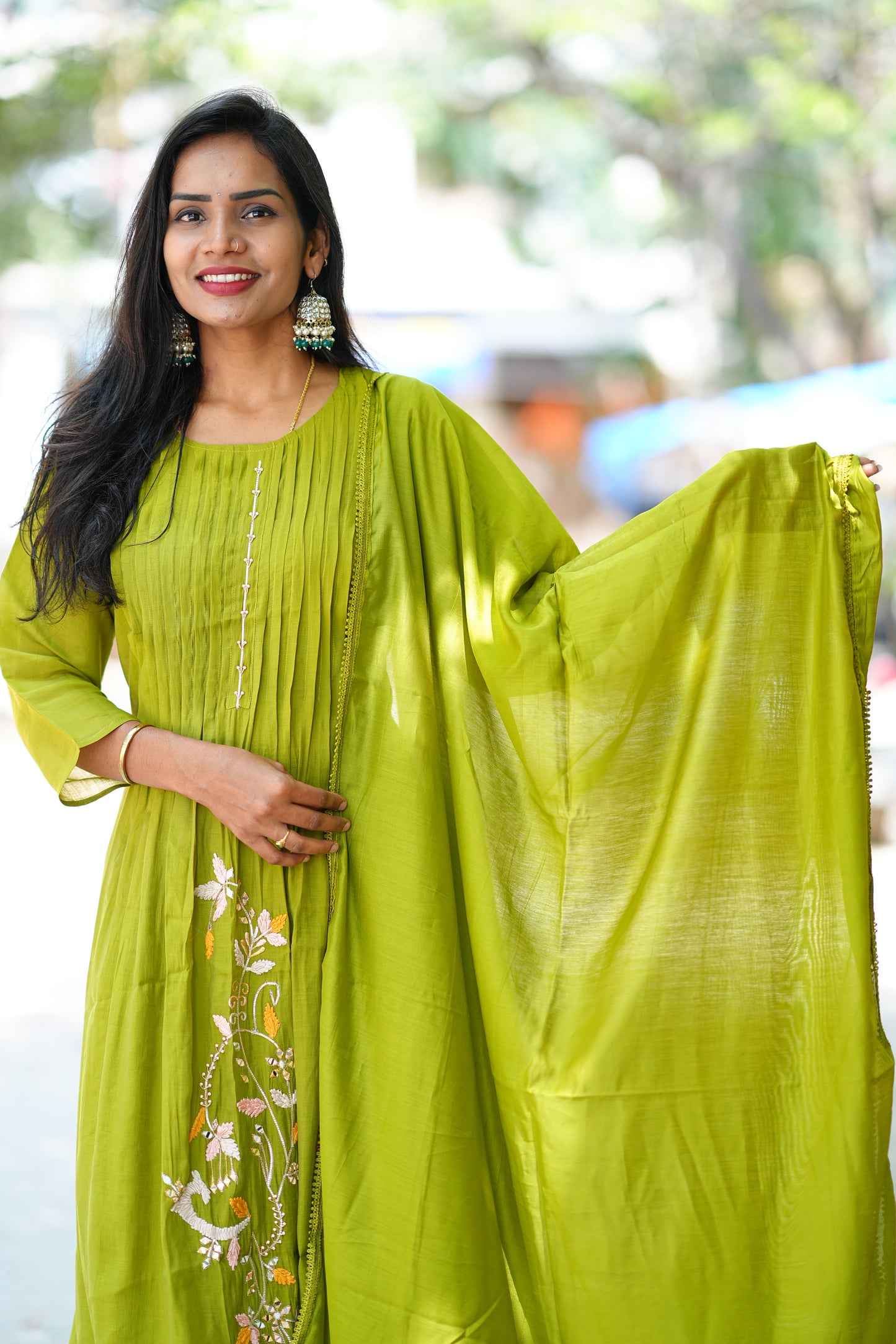 Liril Color Designer Wear Mul Chanderi 3 Piece Set