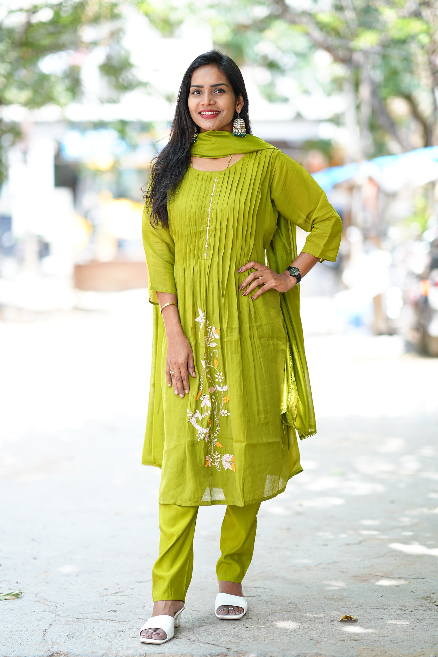 Liril Color Designer Wear Mul Chanderi 3 Piece Set