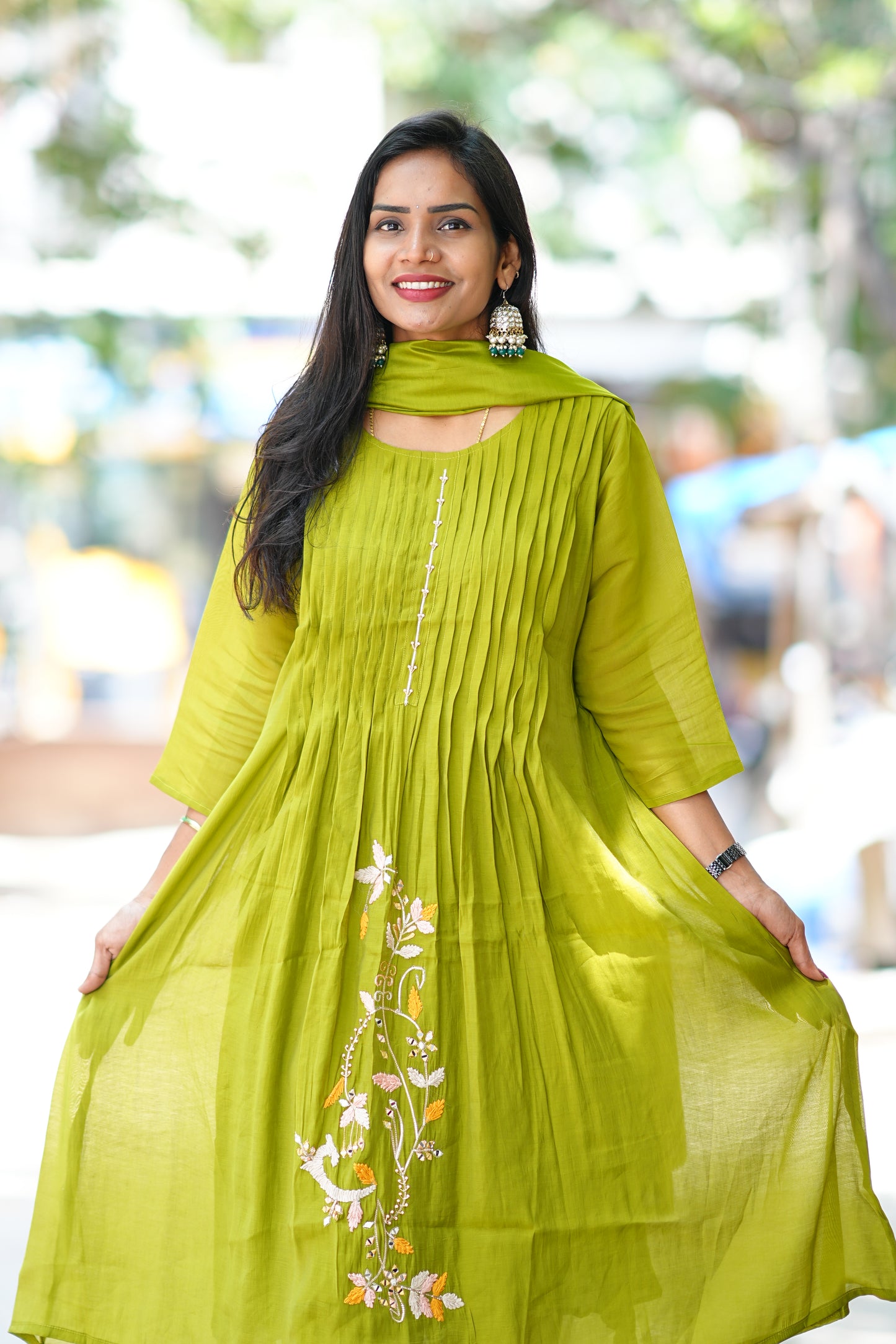 Liril Color Designer Wear Mul Chanderi 3 Piece Set