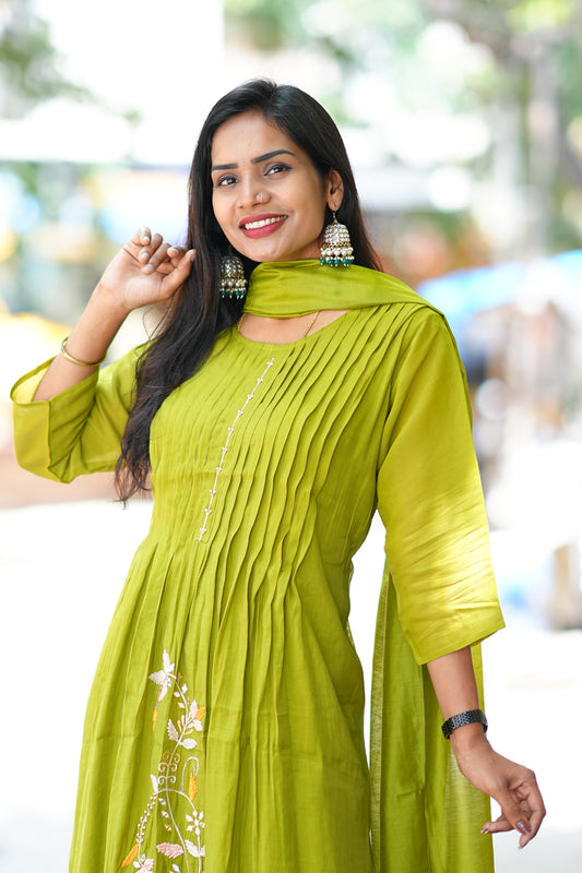 Liril Color Designer Wear Mul Chanderi 3 Piece Set