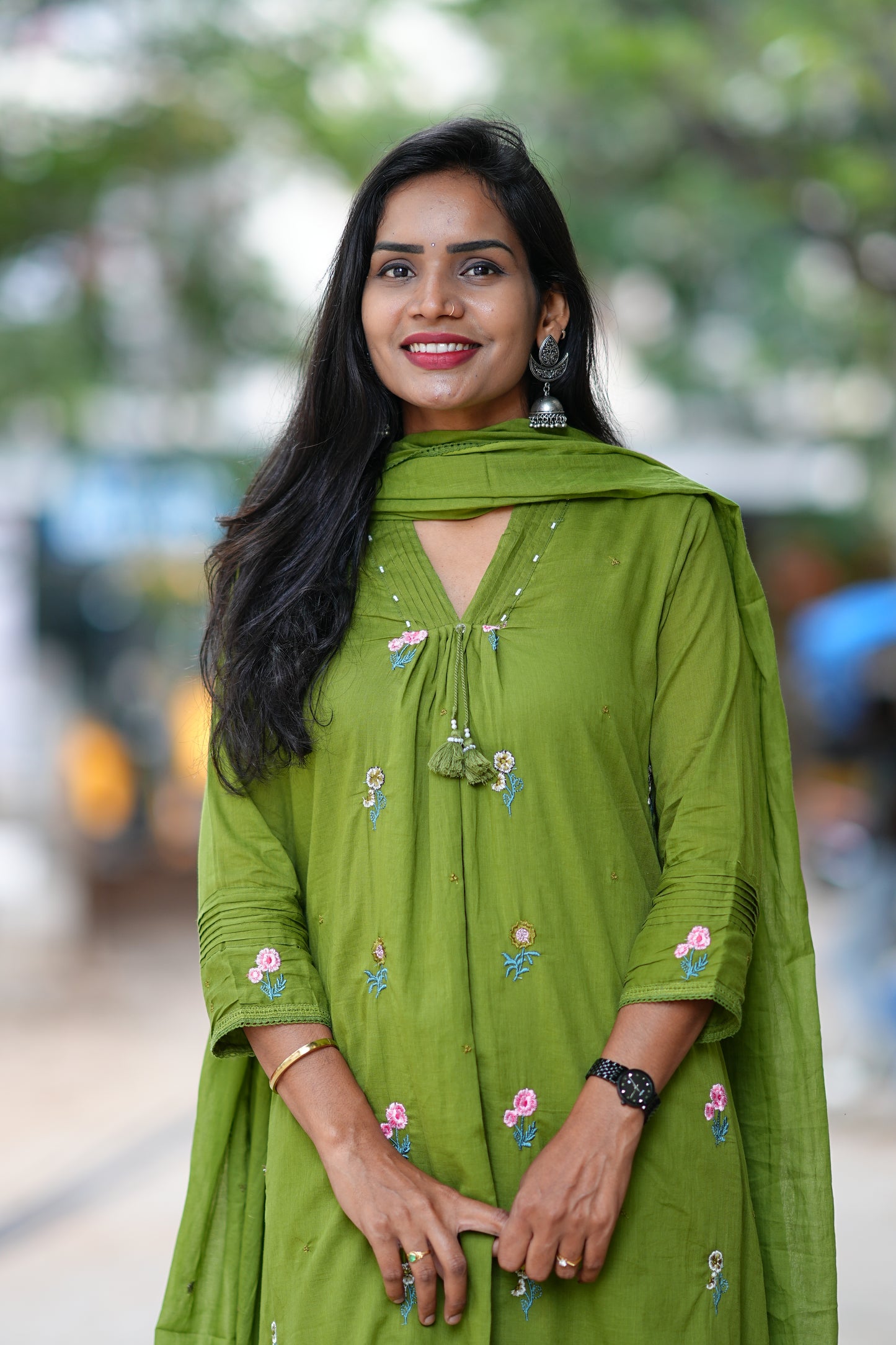 Designer Wear Mehendhi Green Color Mul Cotton 3 Piece Set With Complete Lining