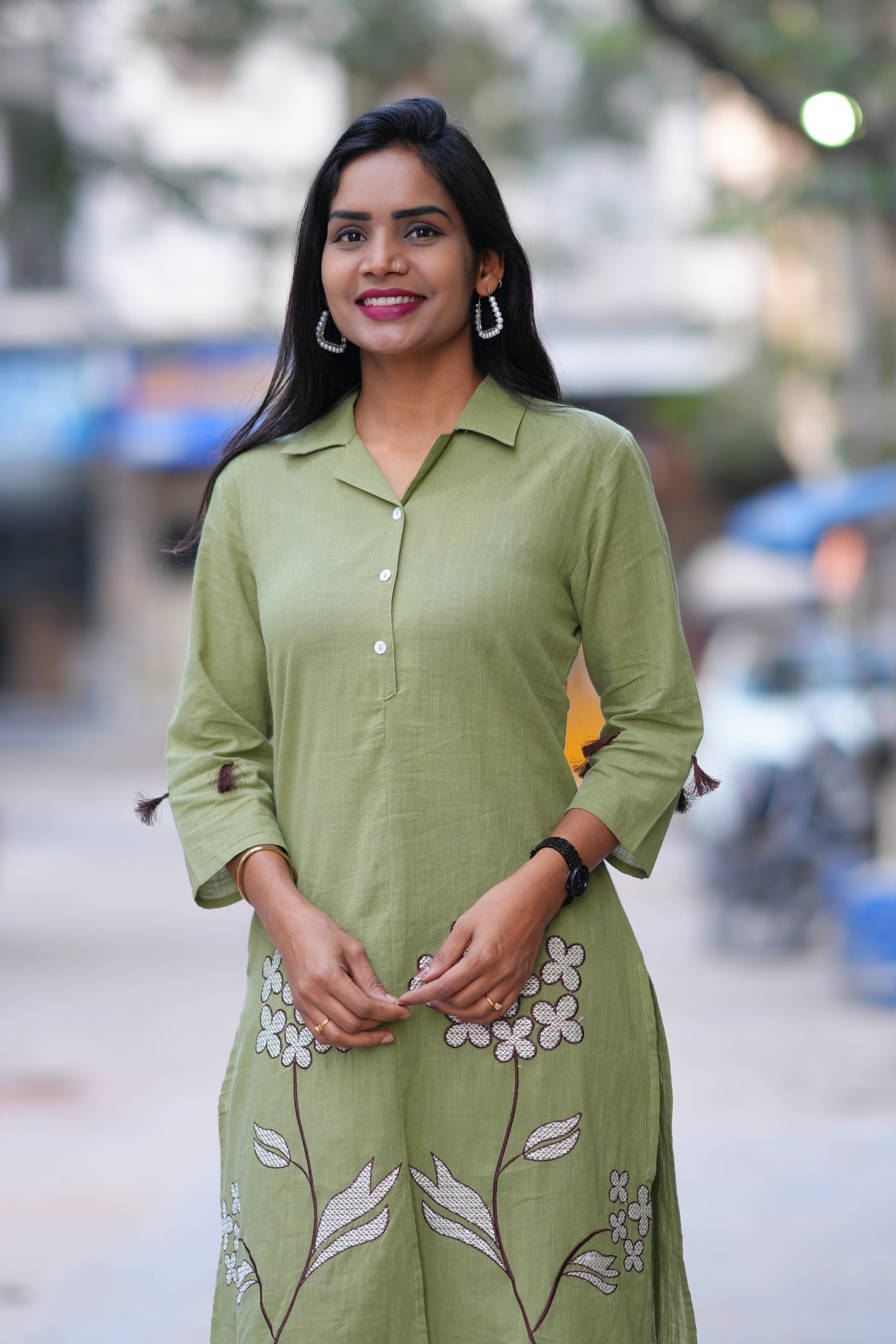 Mehendi Green Color Jaipur Cotton Office Wear Coord Set With Embroidery Work