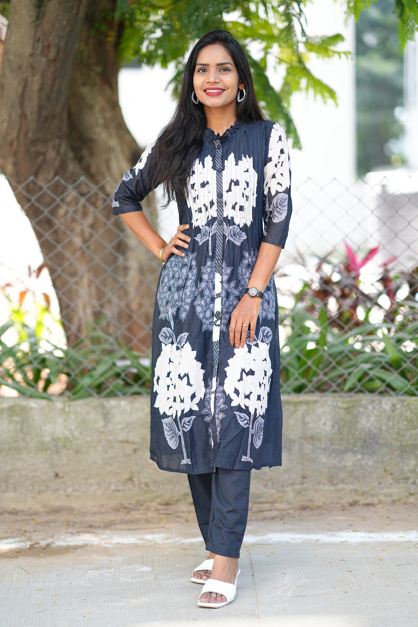 Black Color Pure Mul Cotton Desiner Wear Cordset With Lining