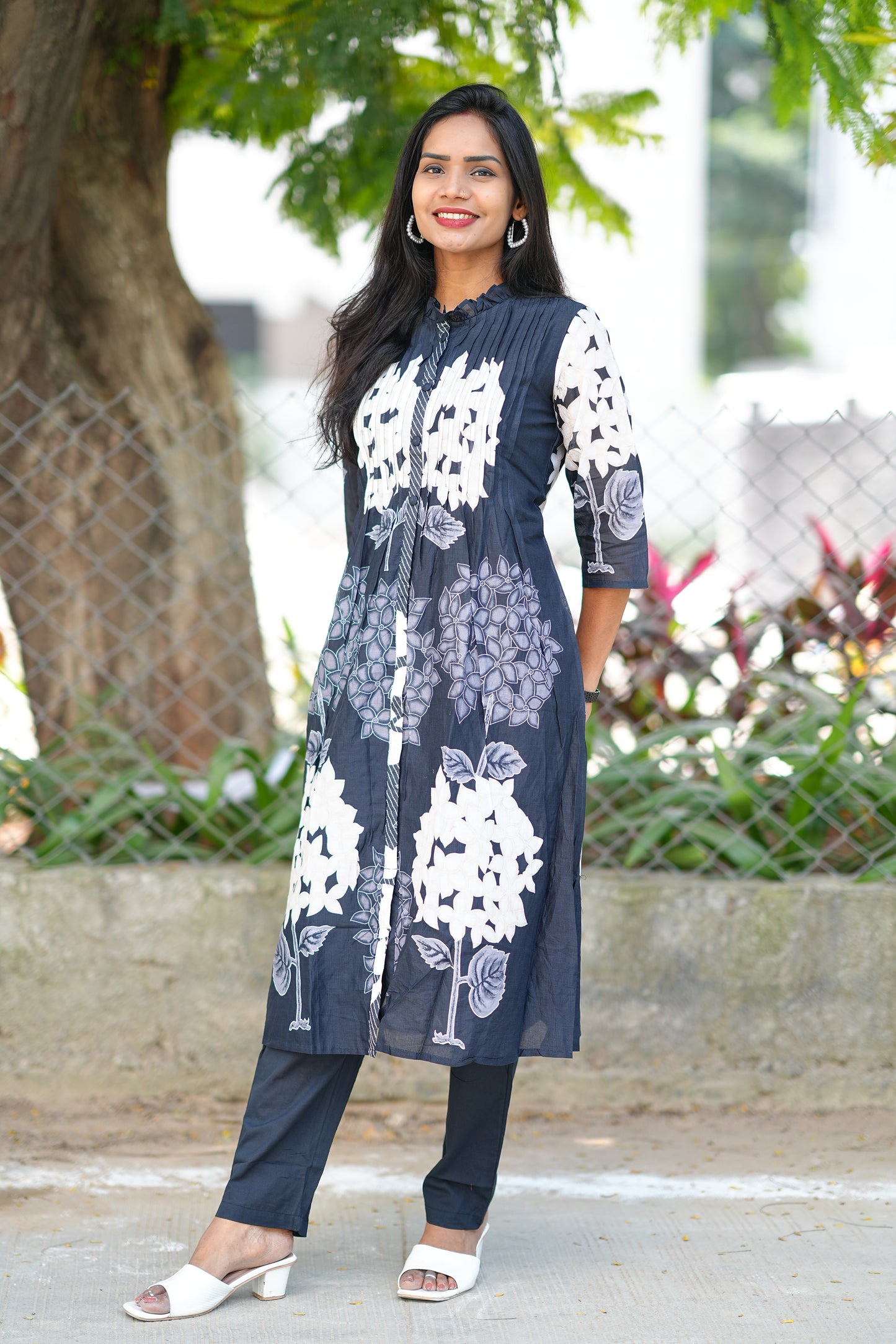 Black Color Pure Mul Cotton Desiner Wear Cordset With Lining