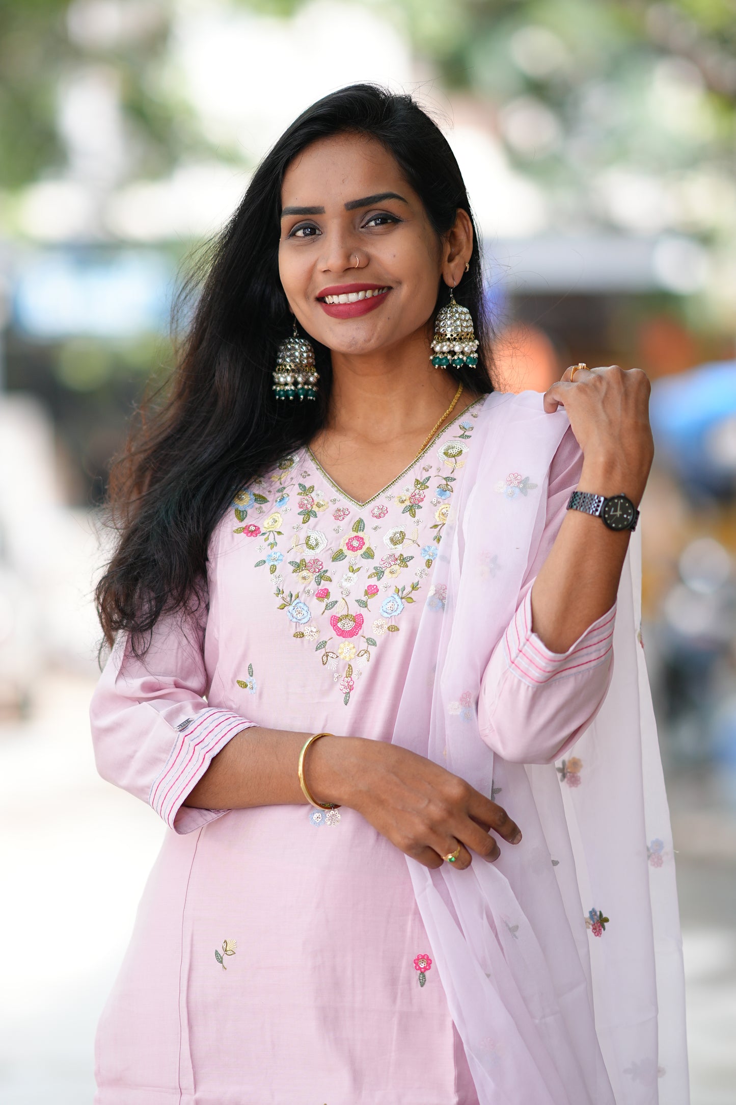 Pink Viscose Festive Wear 3 Piece Set