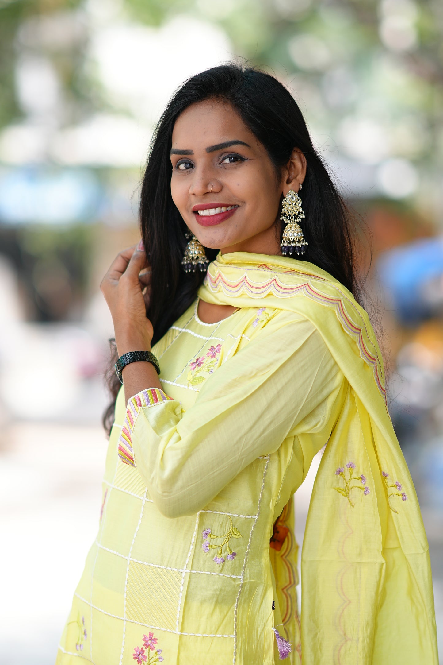 Yellow Color desginer Wear 3 Piece Set in Viscose Fabric