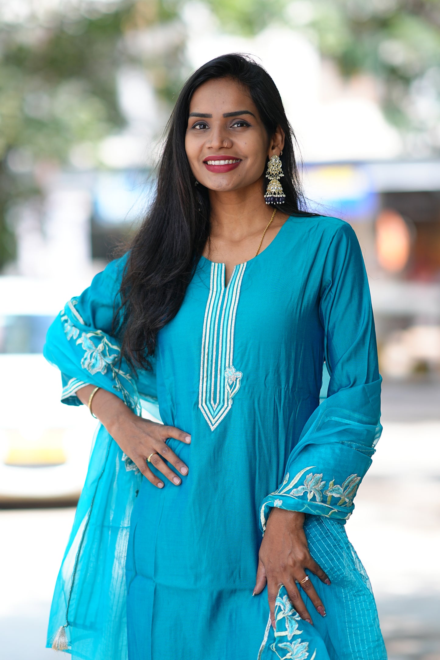 Rama Green Desginer Wear 3 Piece Set in Viscose Fabric