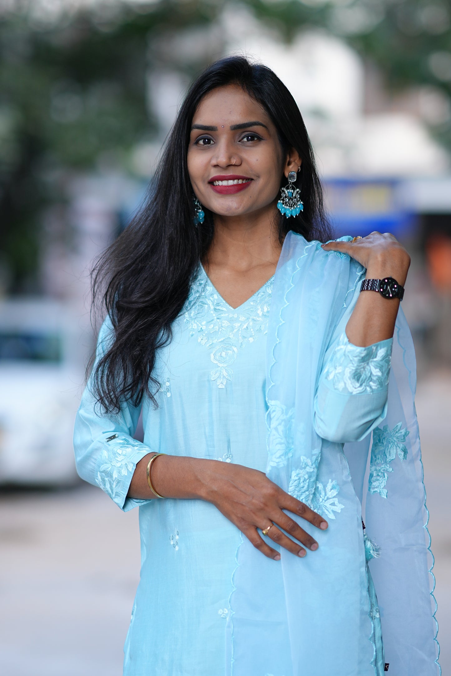 SKy Blue Designer Wear Festive Collection in Viscose Fabric