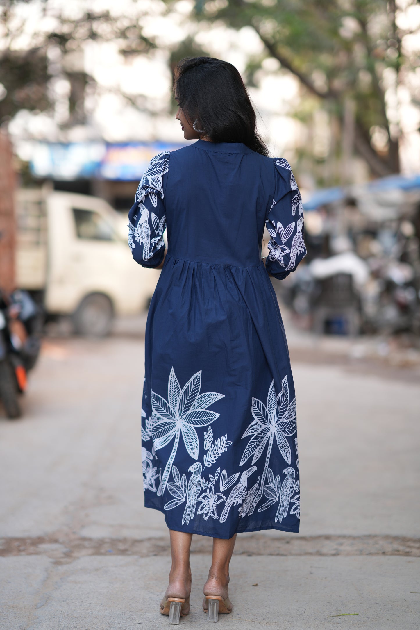 Blue Color Jaipur Cotton Daily Wear Frock