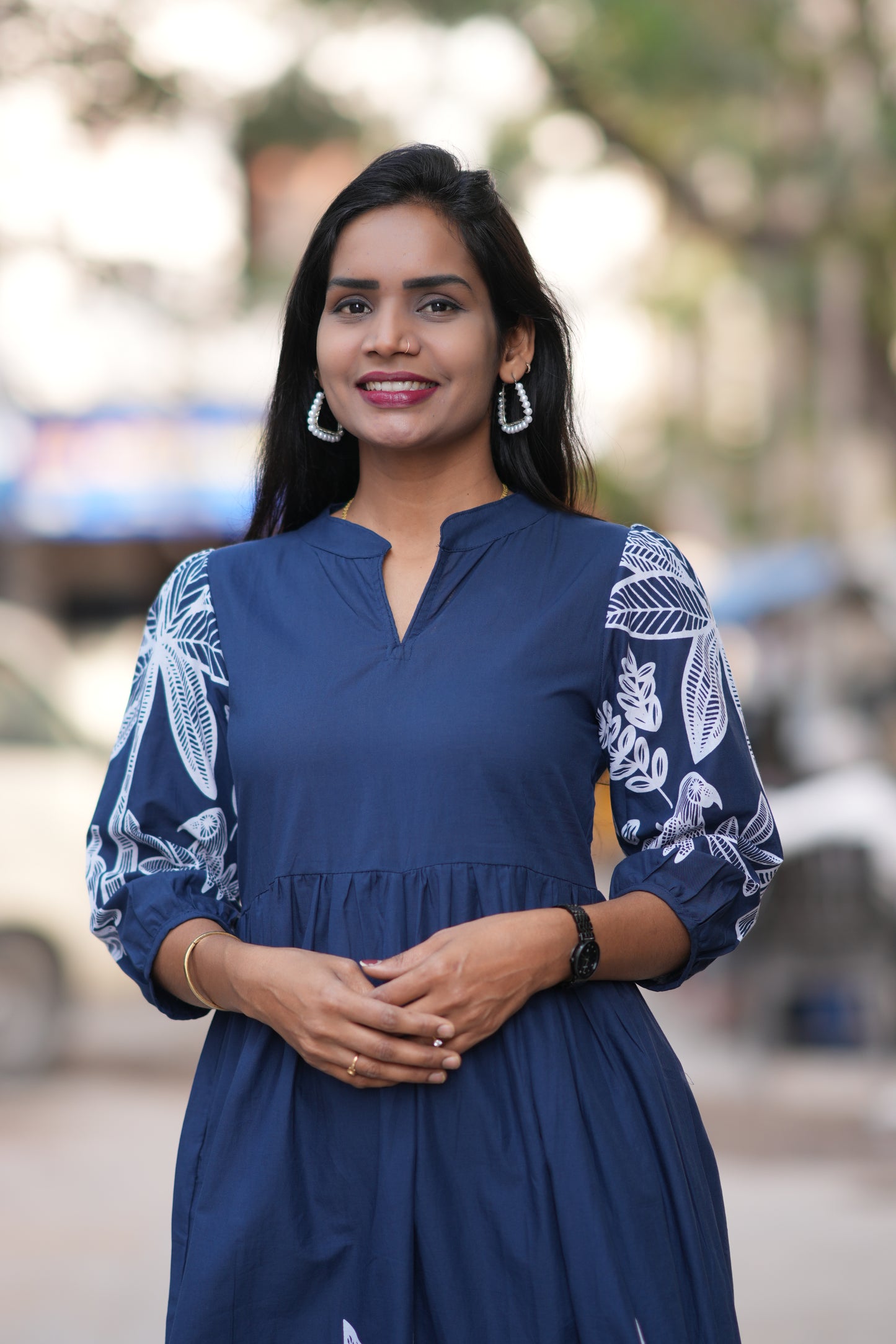 Blue Color Jaipur Cotton Daily Wear Frock