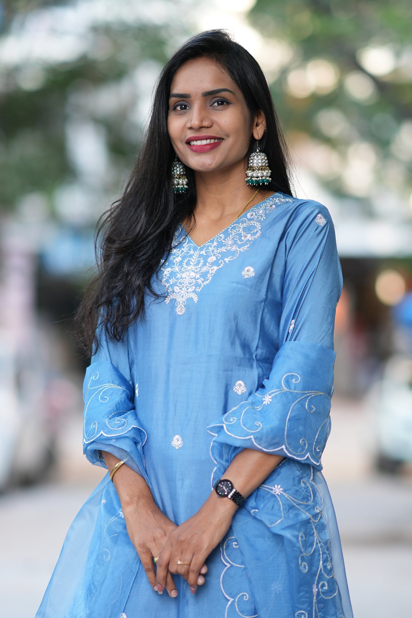 Light Blue Color Festive Wear Designer 3 Piece Set