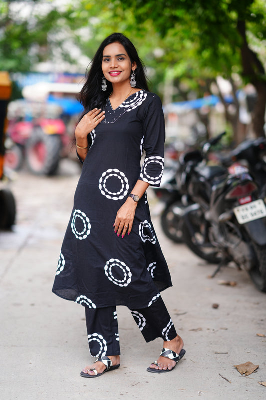 Beautiful Black Color Jaipur Cotton Office Wear Cord Set