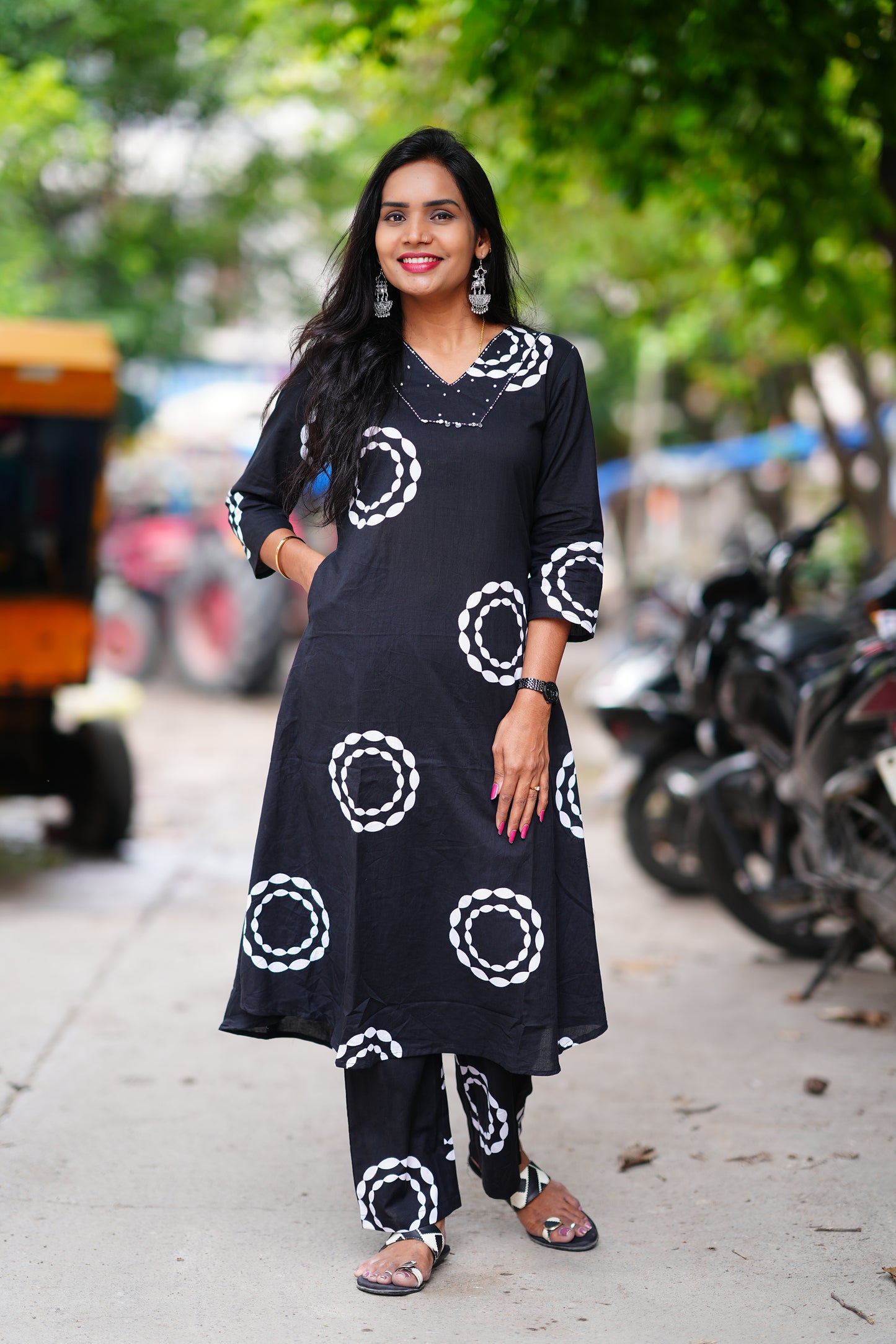 Beautiful Black Color Jaipur Cotton Office Wear Cord Set