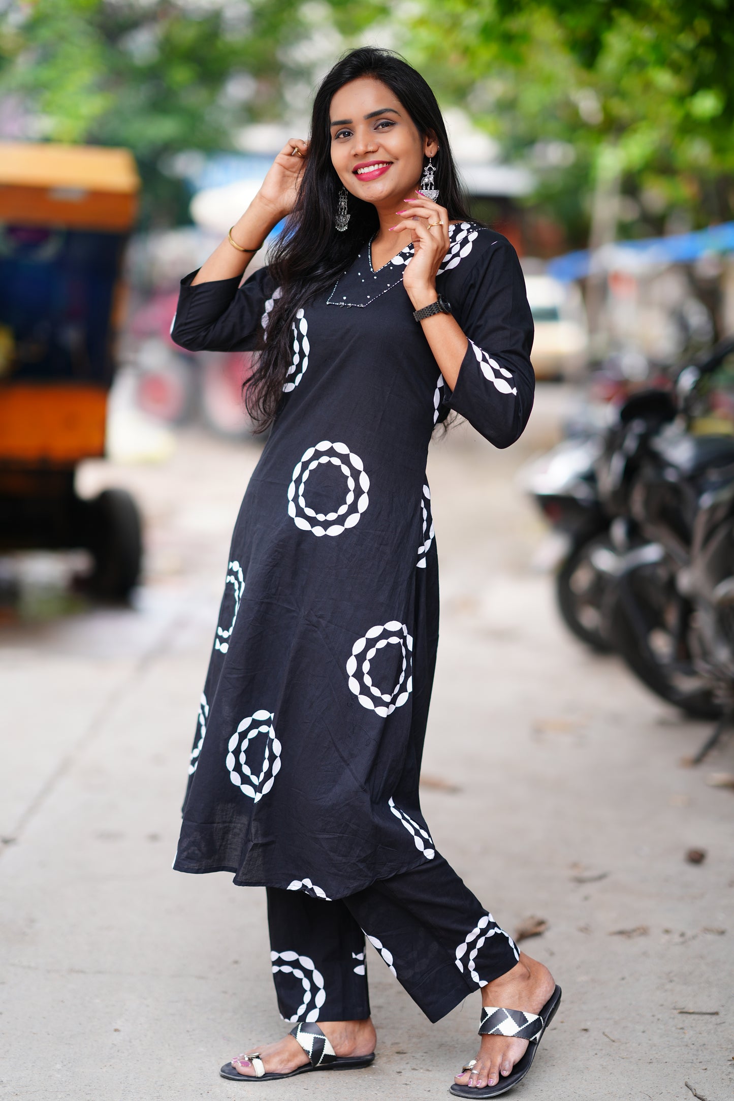 Beautiful Black Color Jaipur Cotton Office Wear Cord Set