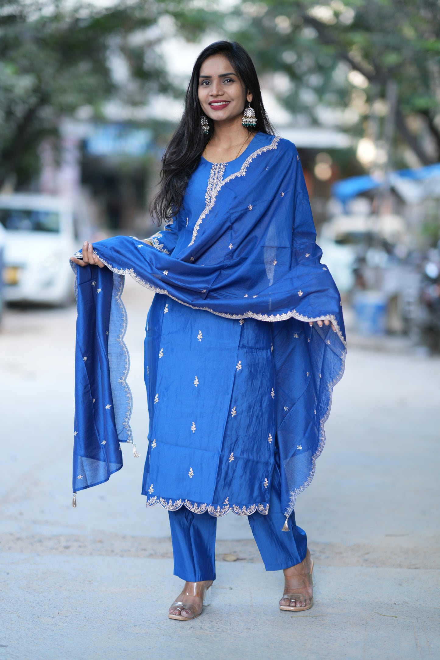 Blue Designer Wear Festive Collection in Viscose Fabric