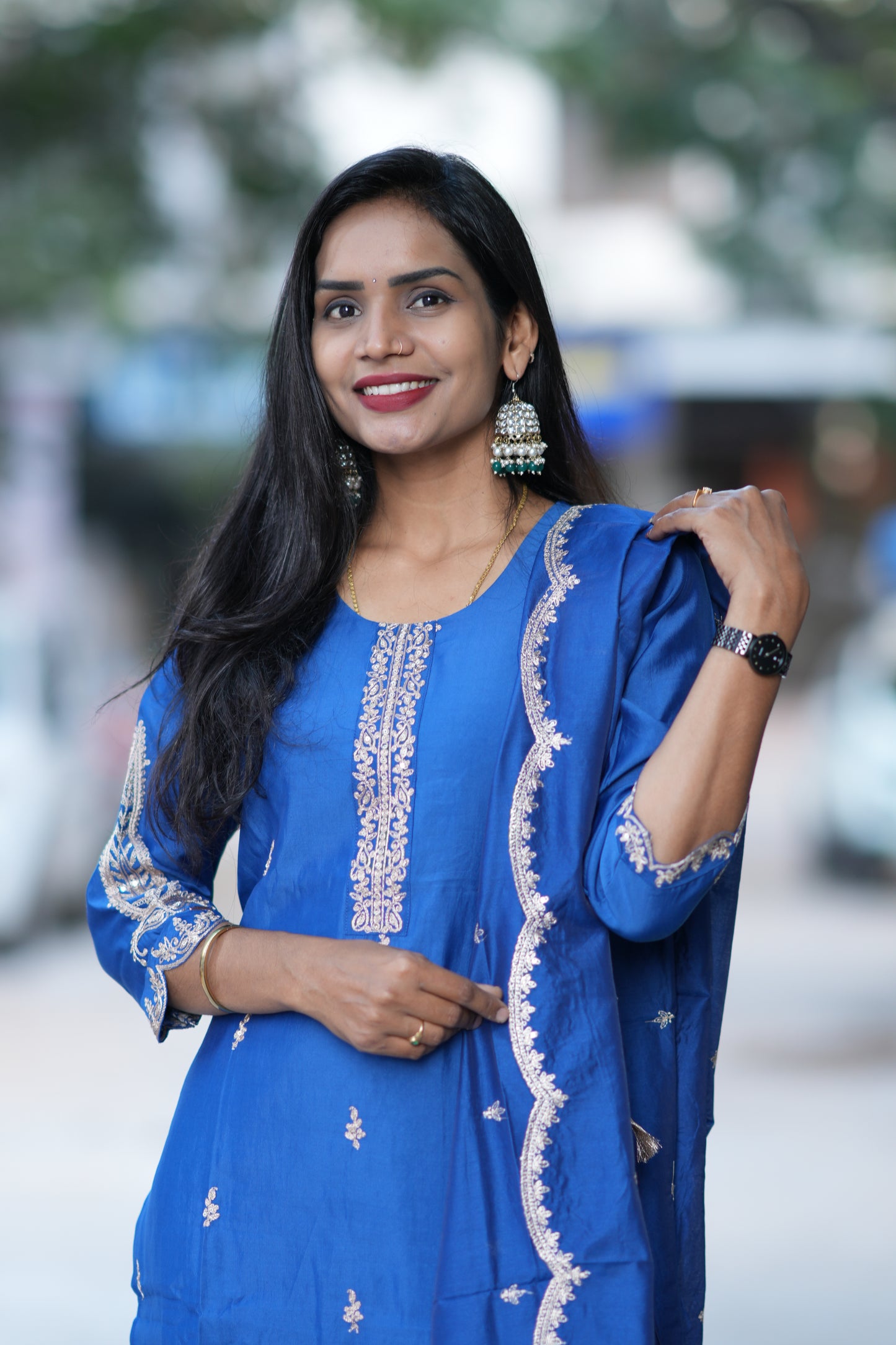 Blue Designer Wear Festive Collection in Viscose Fabric