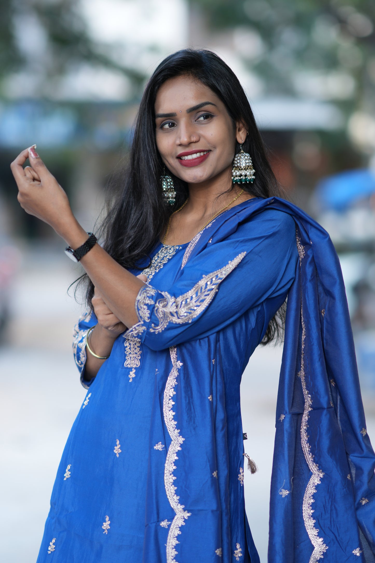 Blue Designer Wear Festive Collection in Viscose Fabric