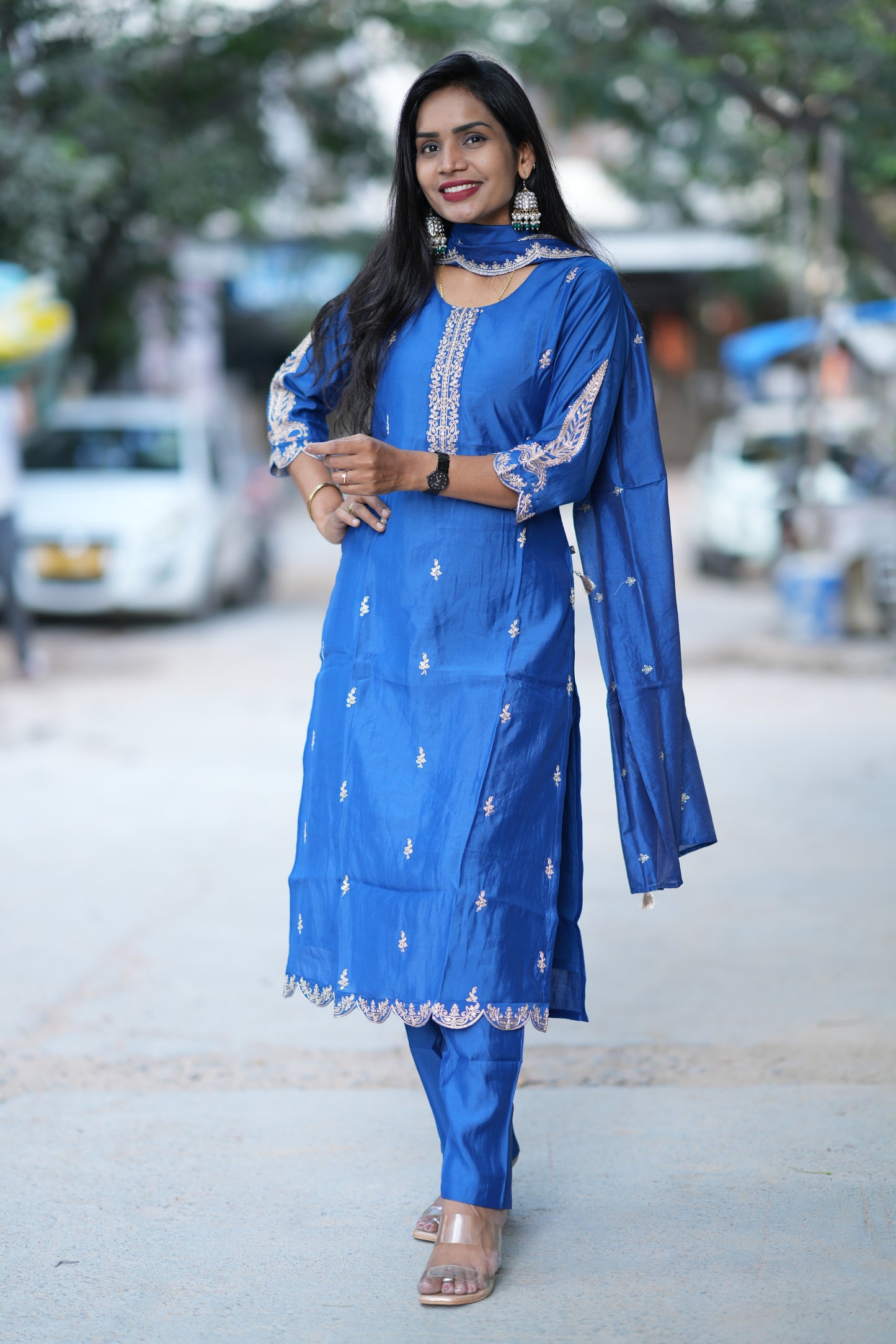 Blue Designer Wear Festive Collection in Viscose Fabric