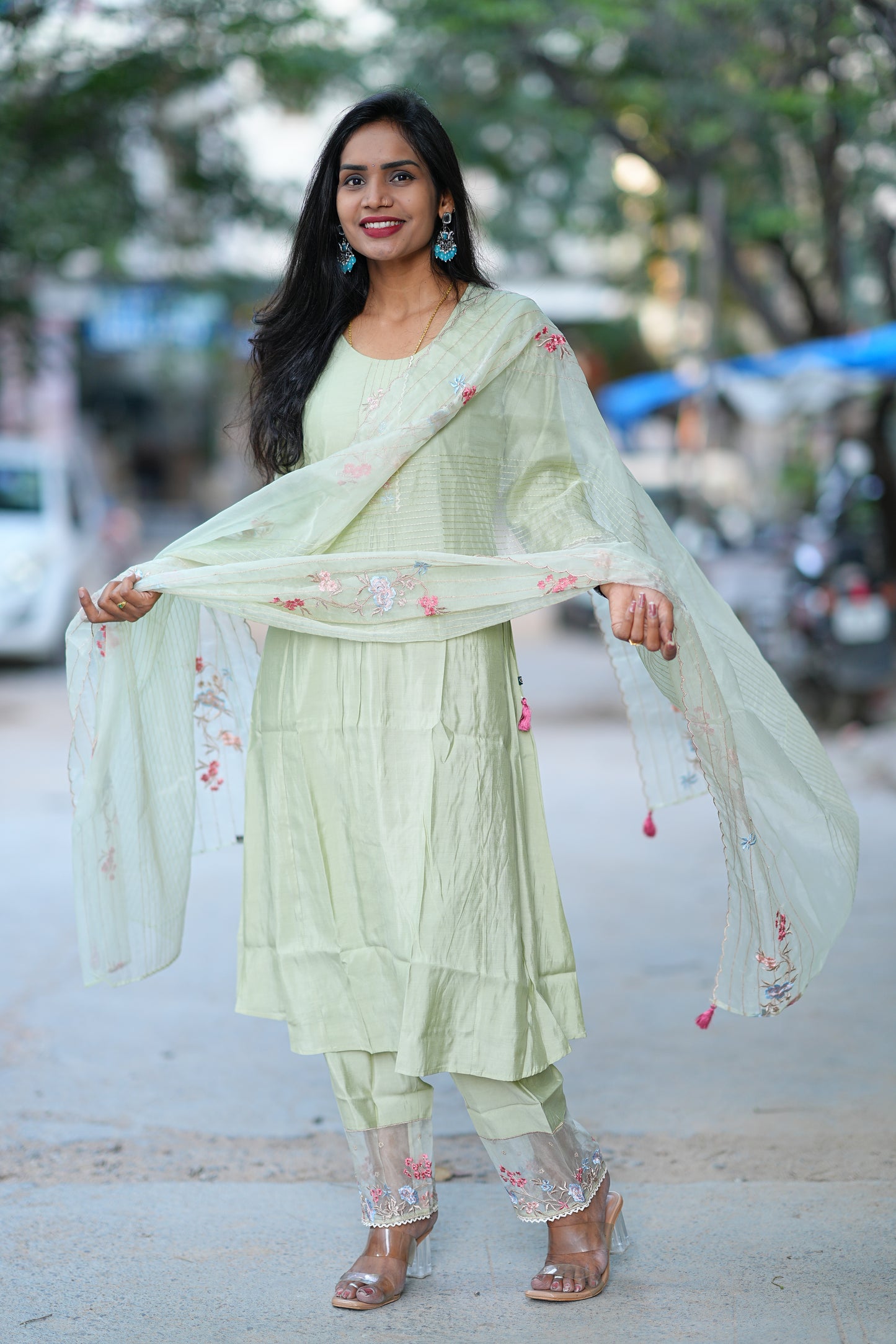 Light Green Color Kurta Set in Viscose Fabric