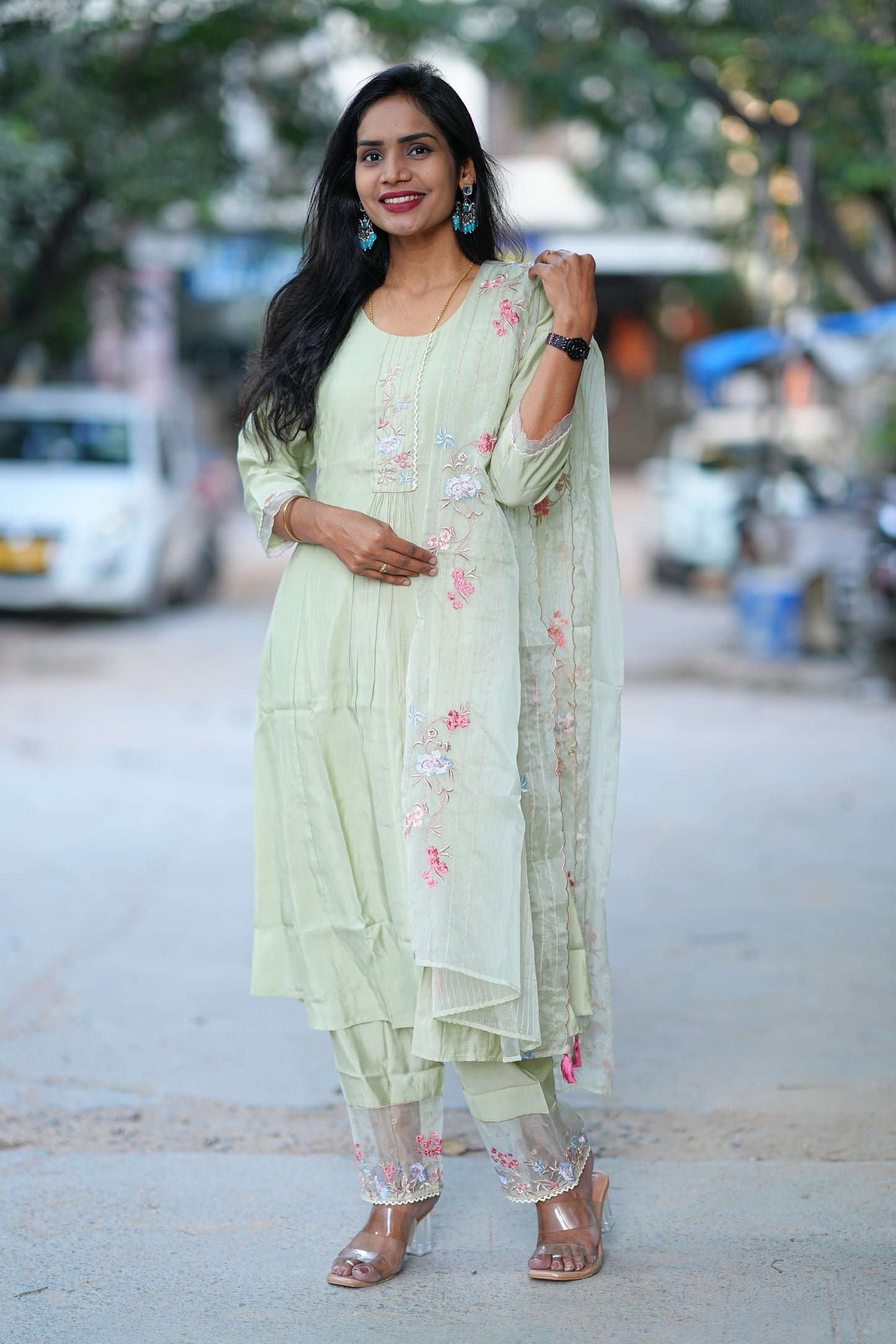 Light Green Color Kurta Set in Viscose Fabric