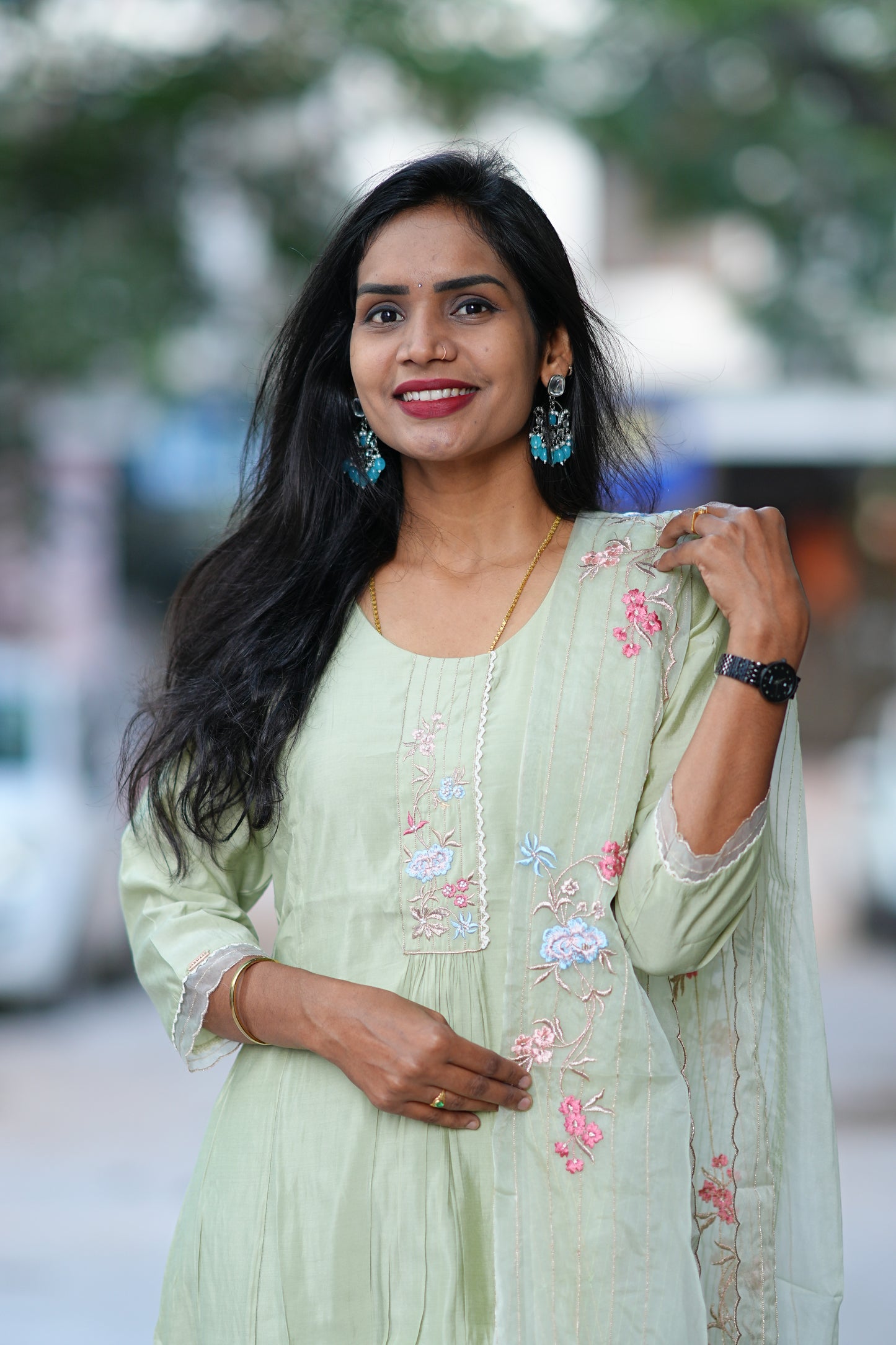 Light Green Color Kurta Set in Viscose Fabric