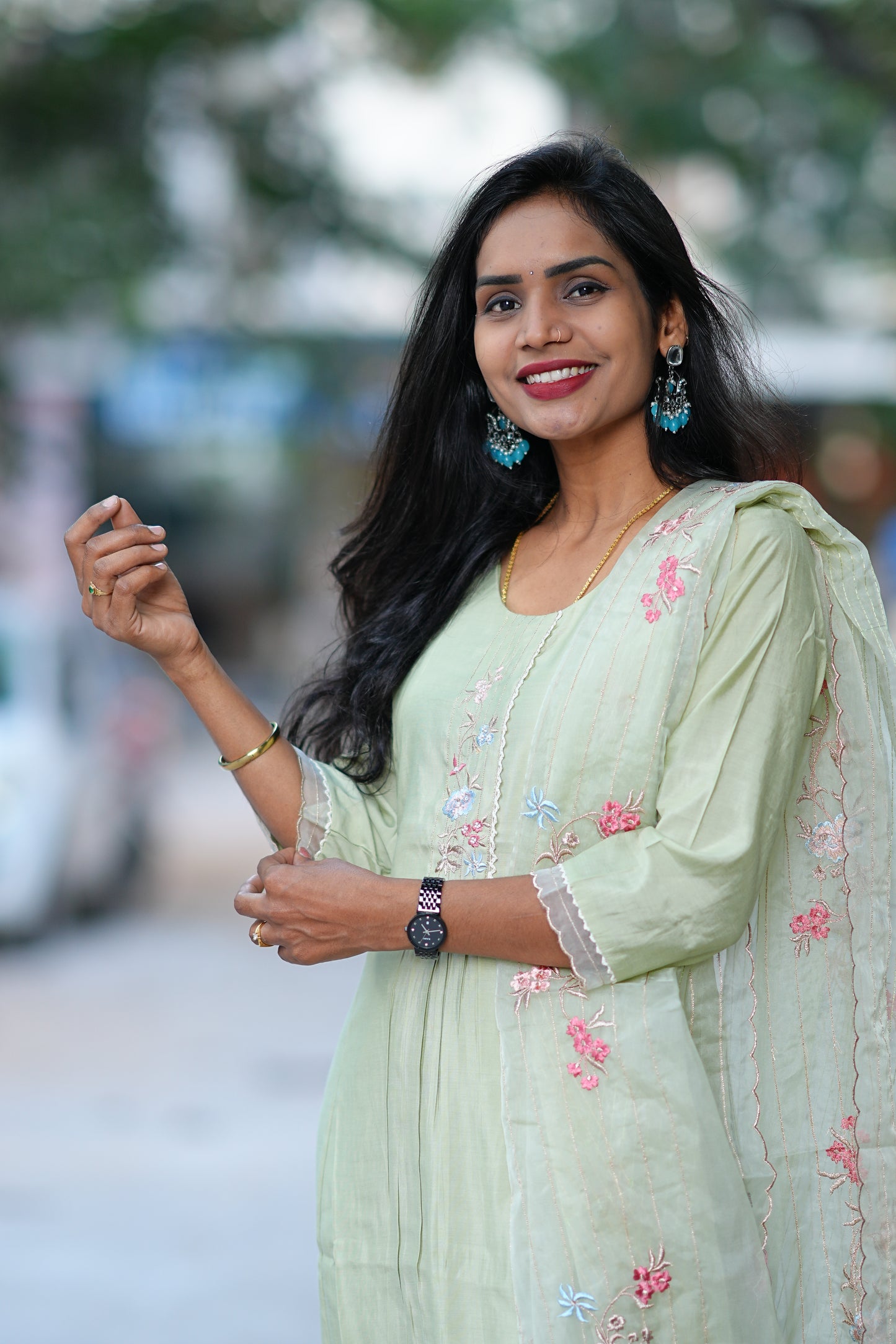 Light Green Color Kurta Set in Viscose Fabric