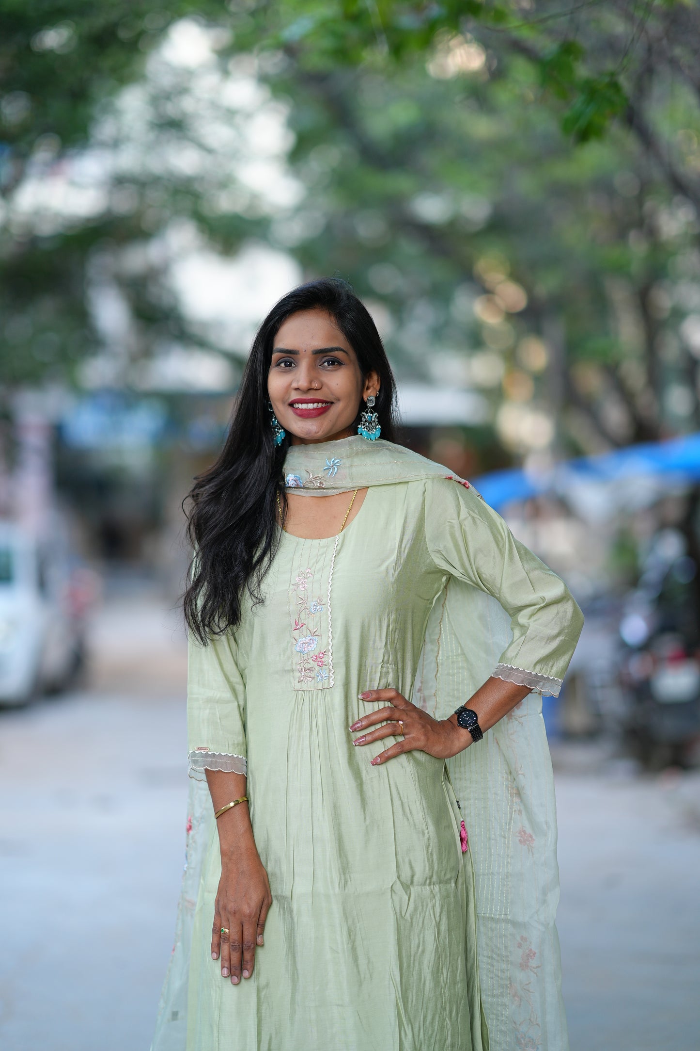 Light Green Color Kurta Set in Viscose Fabric
