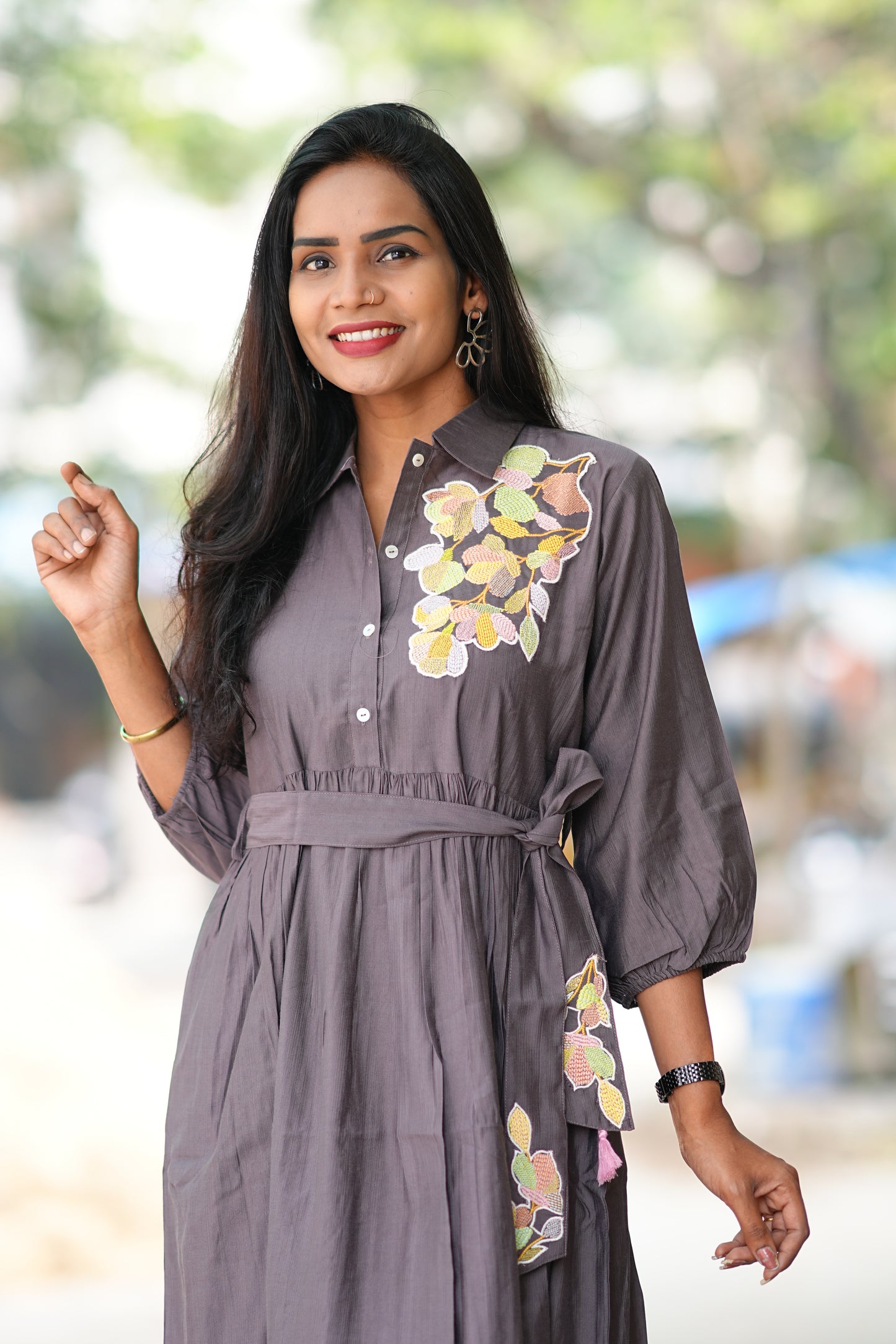 Coffee Color Viscose Party Wear Frock