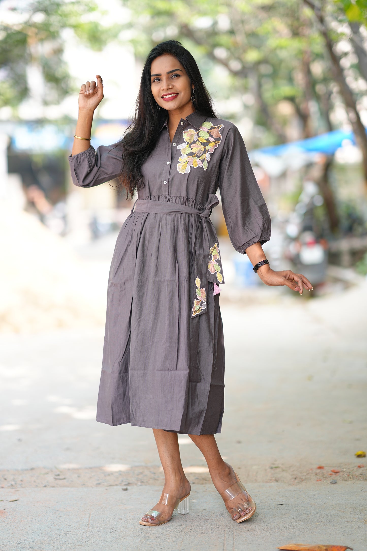 Coffee Color Viscose Party Wear Frock