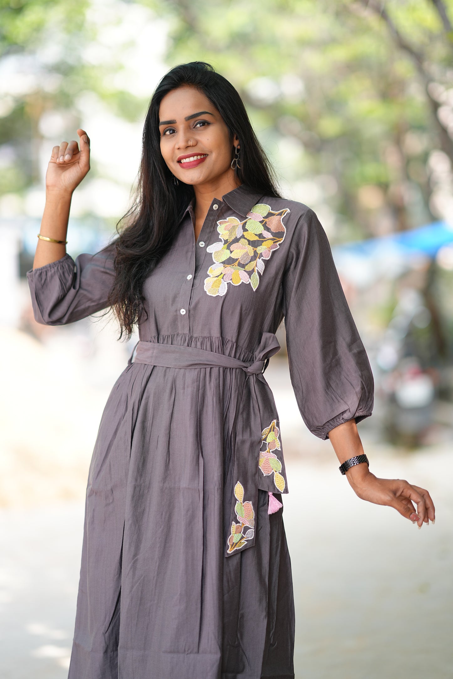 Coffee Color Viscose Party Wear Frock