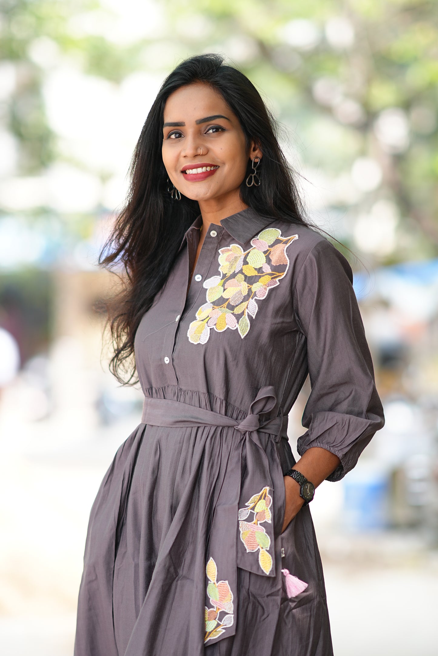 Coffee Color Viscose Party Wear Frock