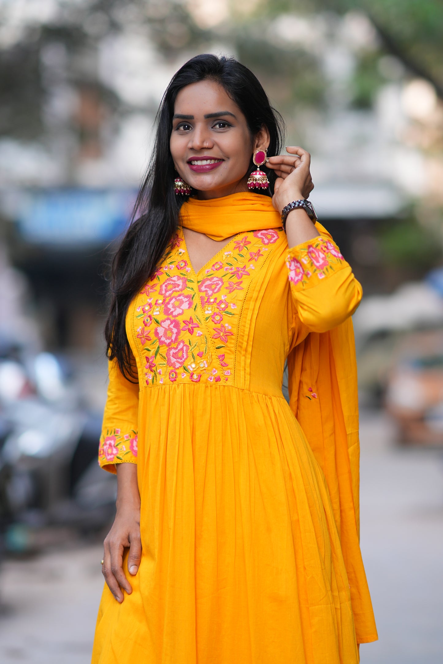 Yellow Color Mul Cotton 3 Piece With Embroidery Work and Complete Lining