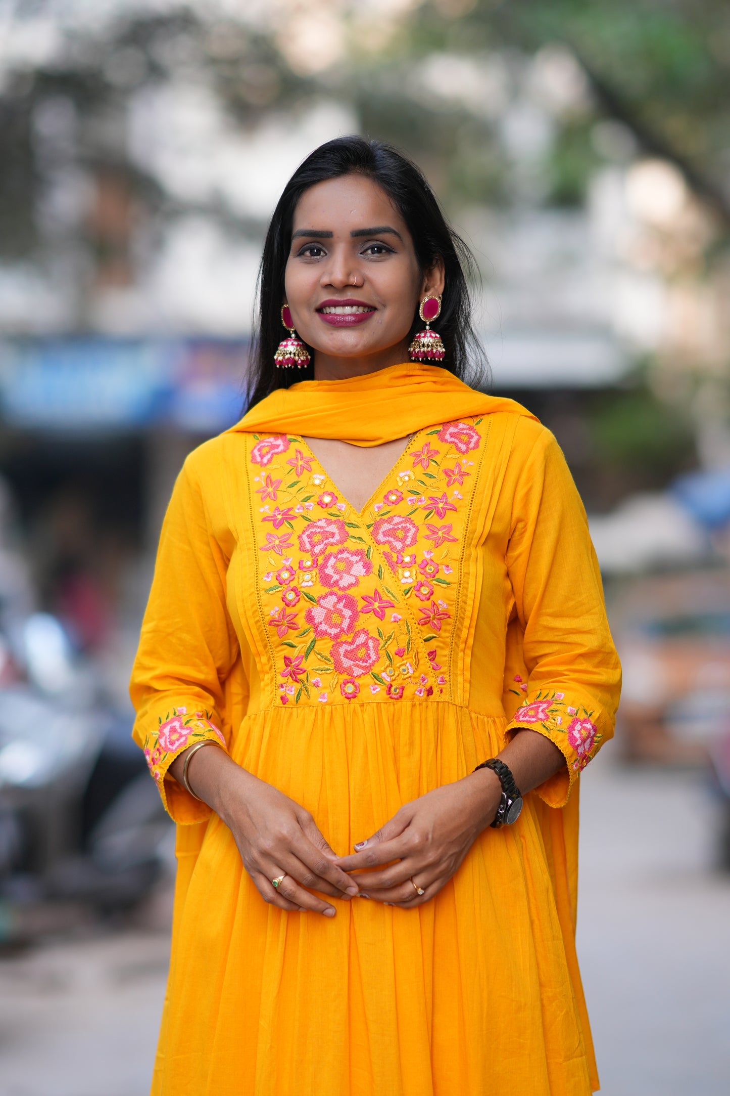 Yellow Color Mul Cotton 3 Piece With Embroidery Work and Complete Lining