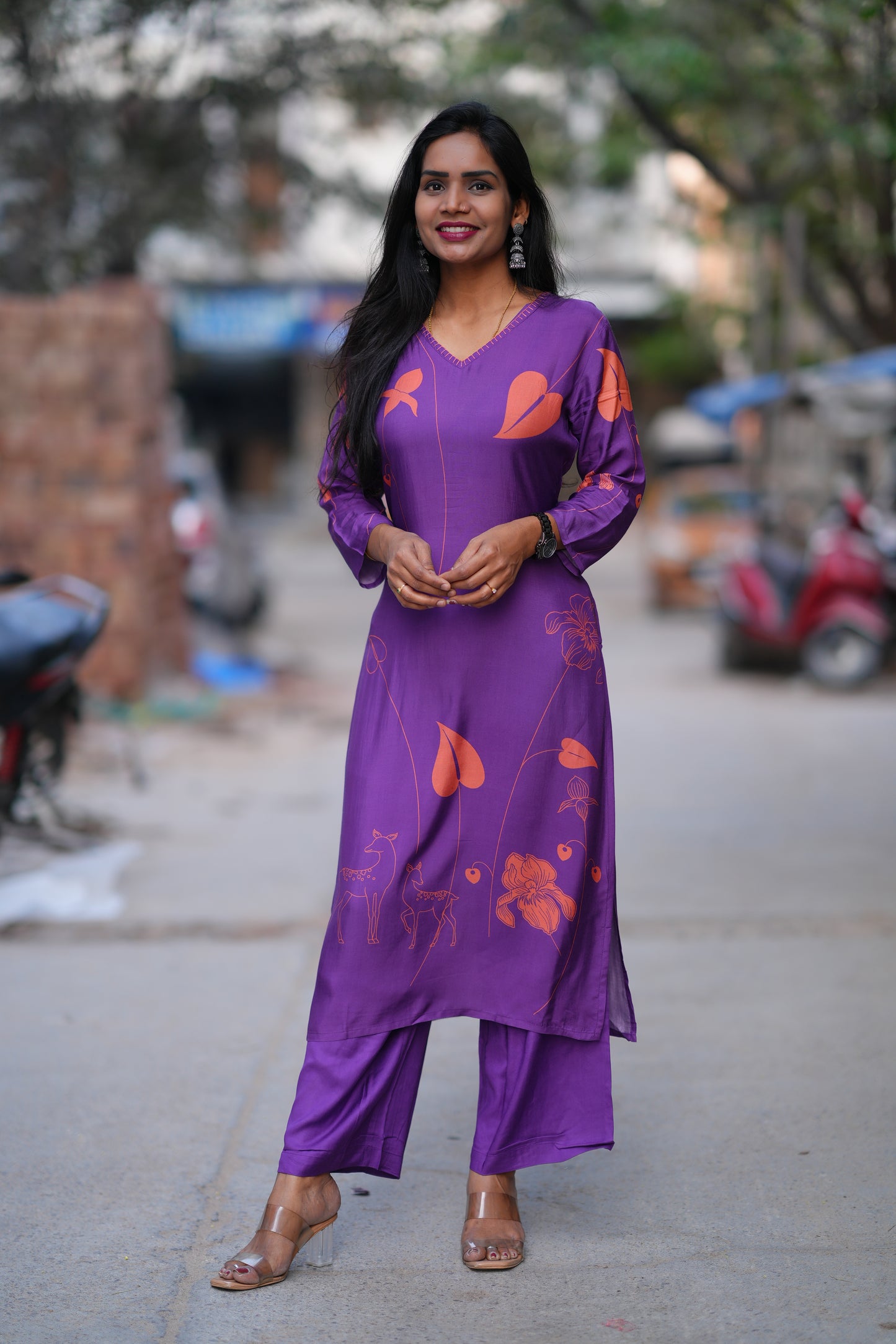 Dark Purple Color Pure Muslin Celebrity Wear Cord Set
