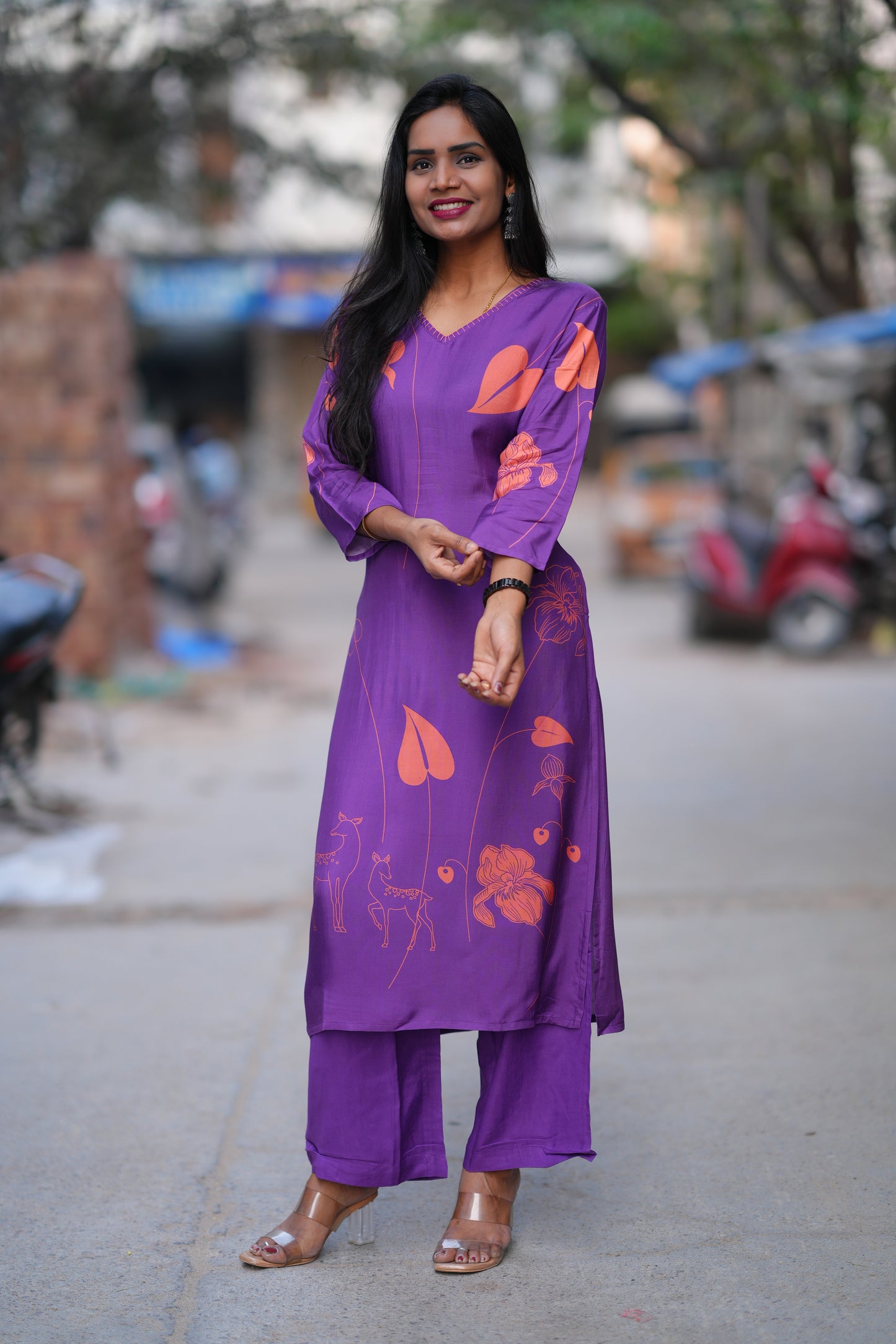 Dark Purple Color Pure Muslin Celebrity Wear Cord Set