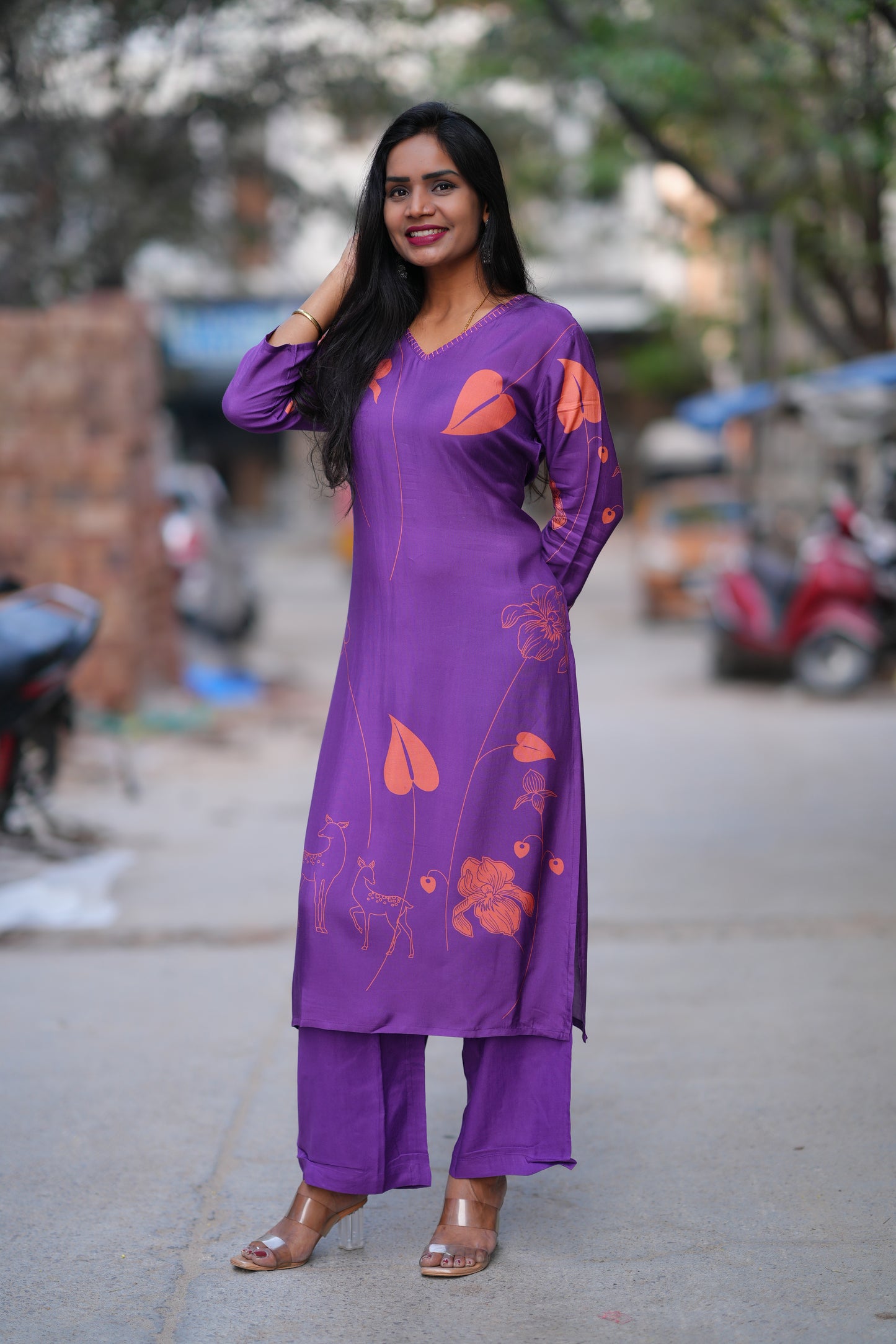 Dark Purple Color Pure Muslin Celebrity Wear Cord Set
