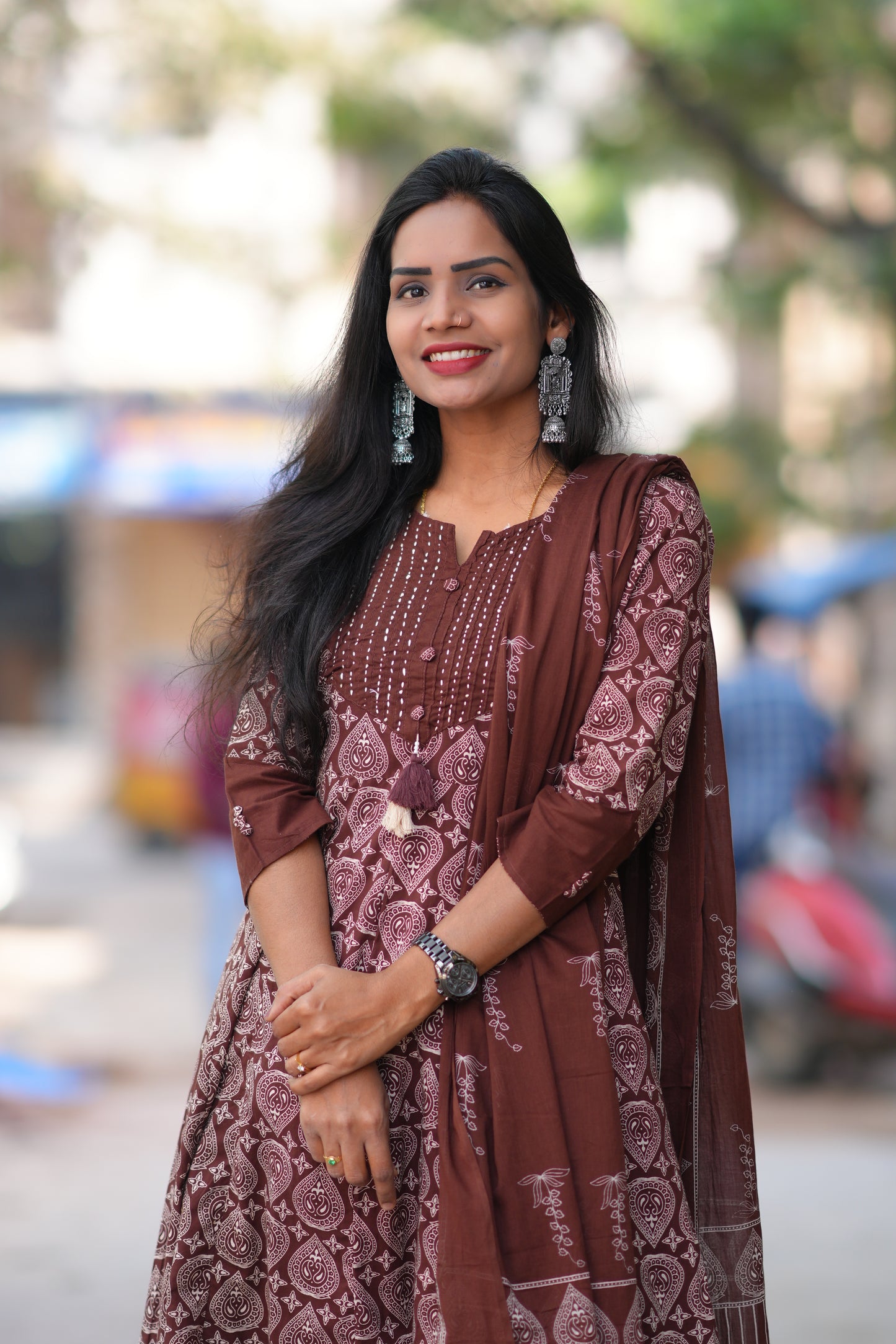 Brown Color Jaipur Cotton 3 Piece Set With Complete Lining